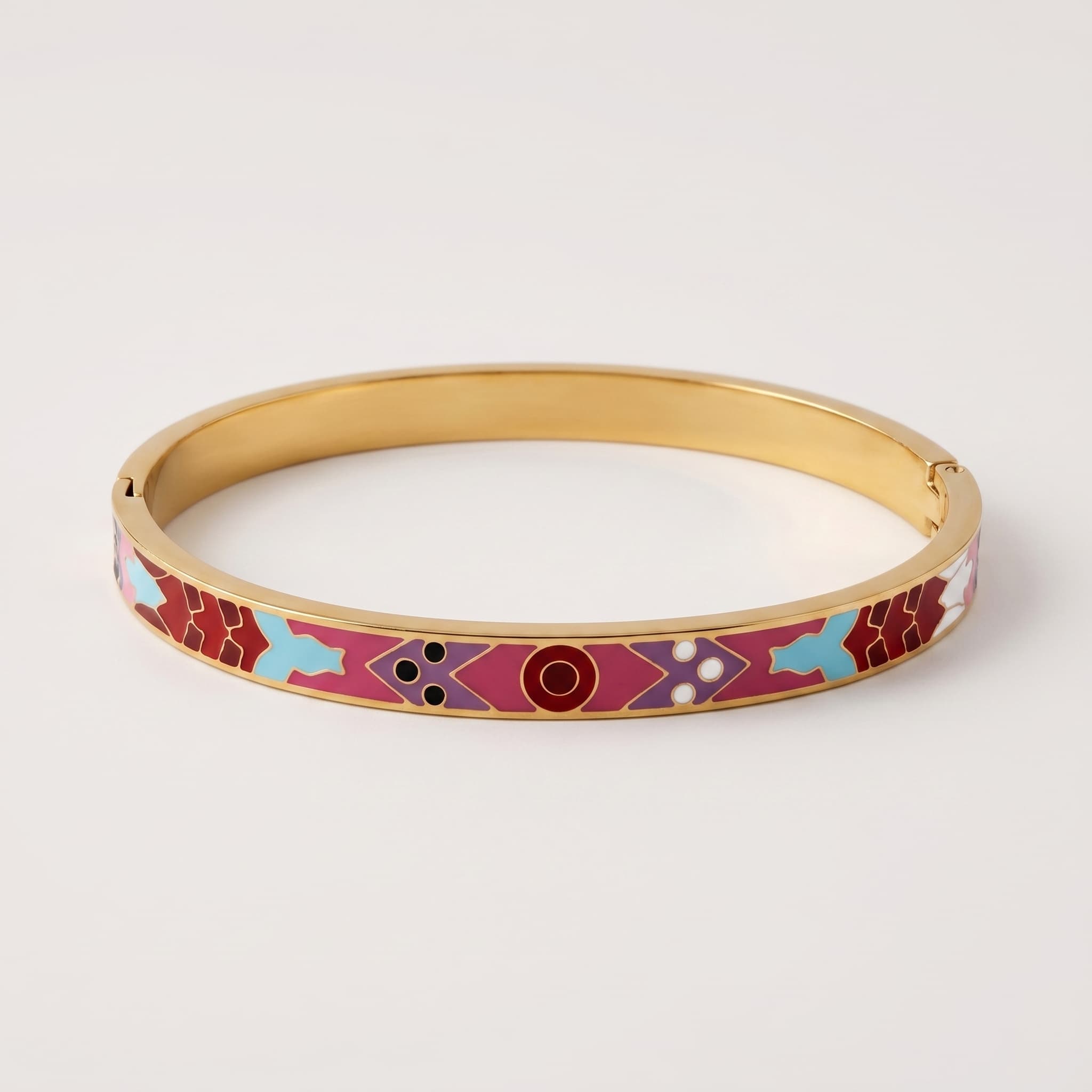 multicolour enamel hinged bangle