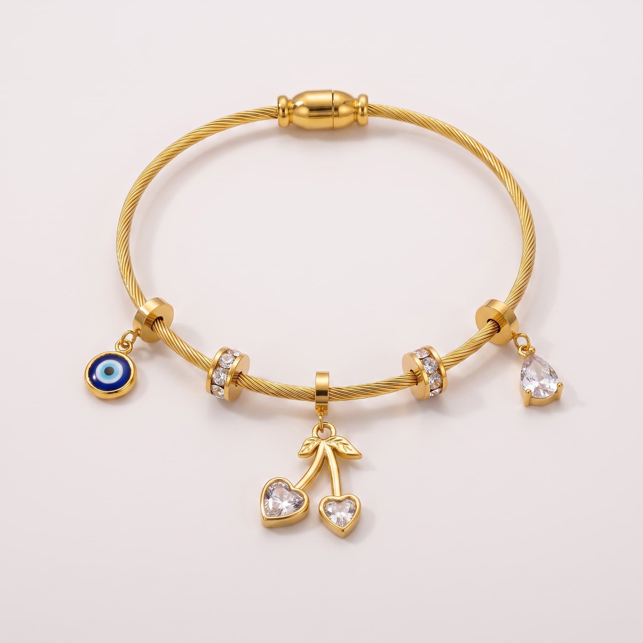 cherry charm cable bracelet