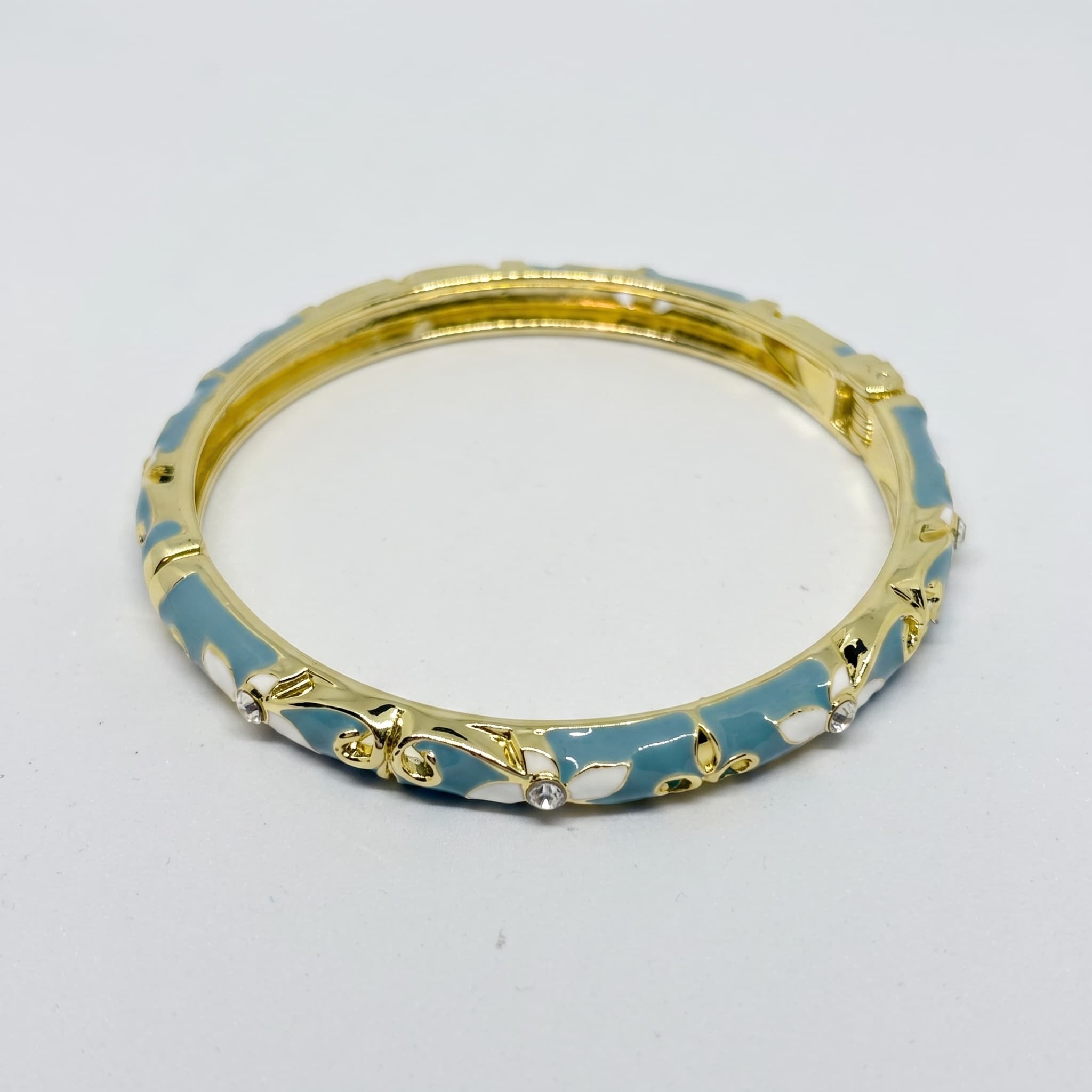 blue enamel hinged bangle