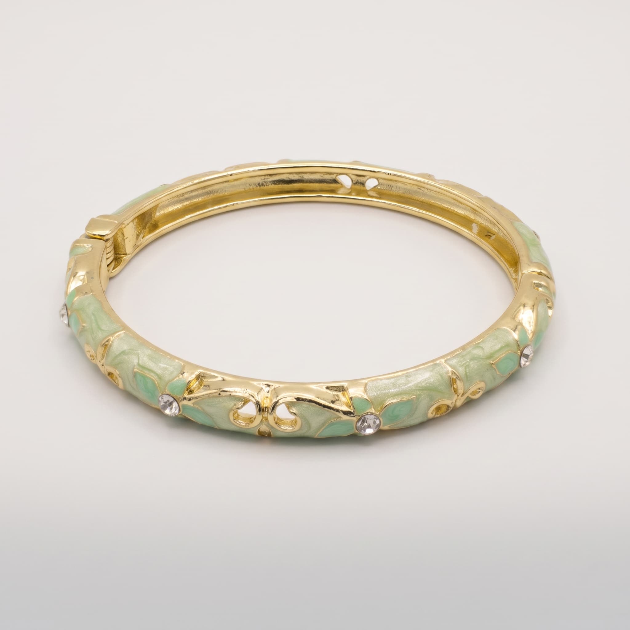 mint green enamel hinged bangle