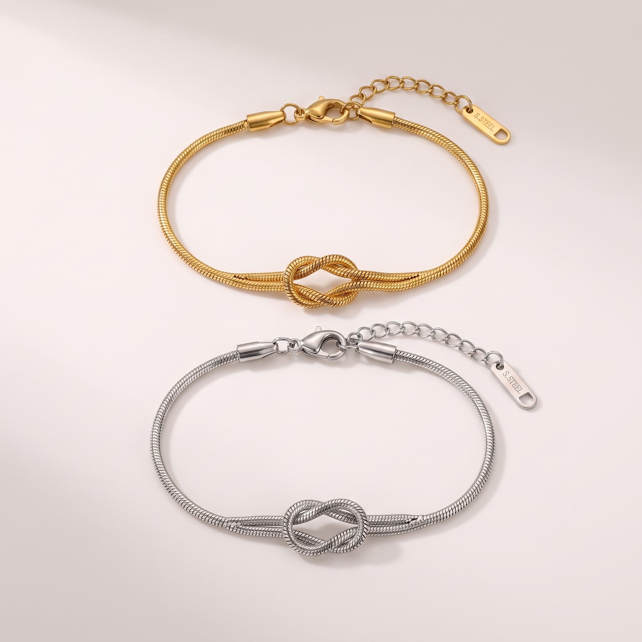 sleek knotted snake chain bracelet Set of 2