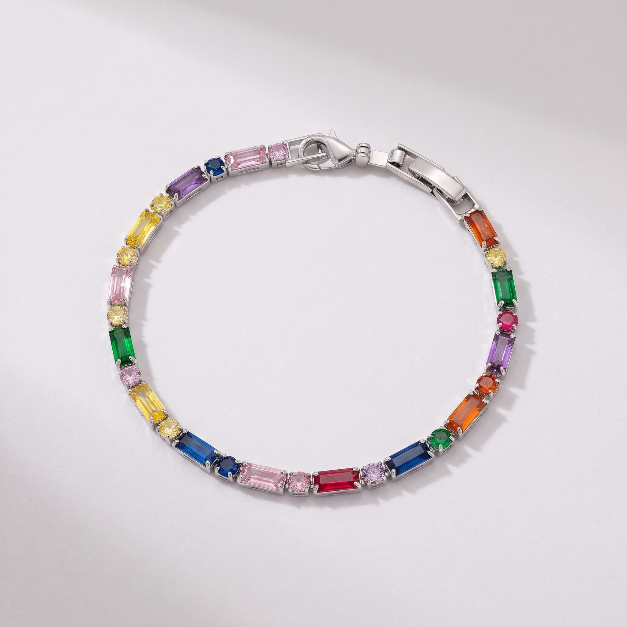 multicolour baguette tennis bracelet