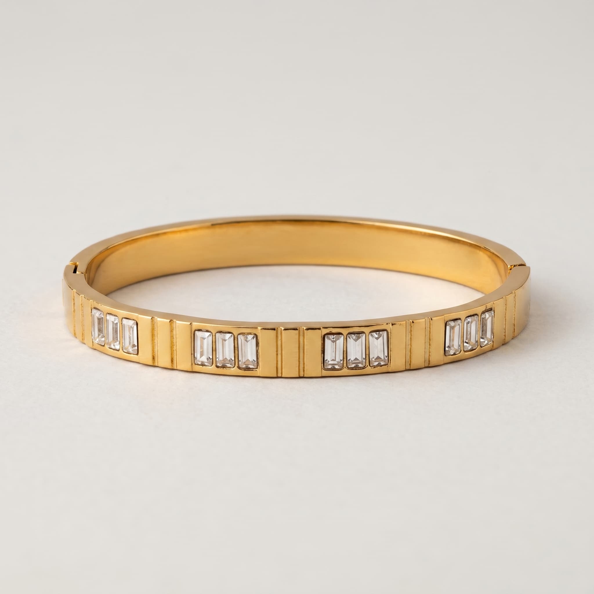golden baguette stone cuff (Small size)