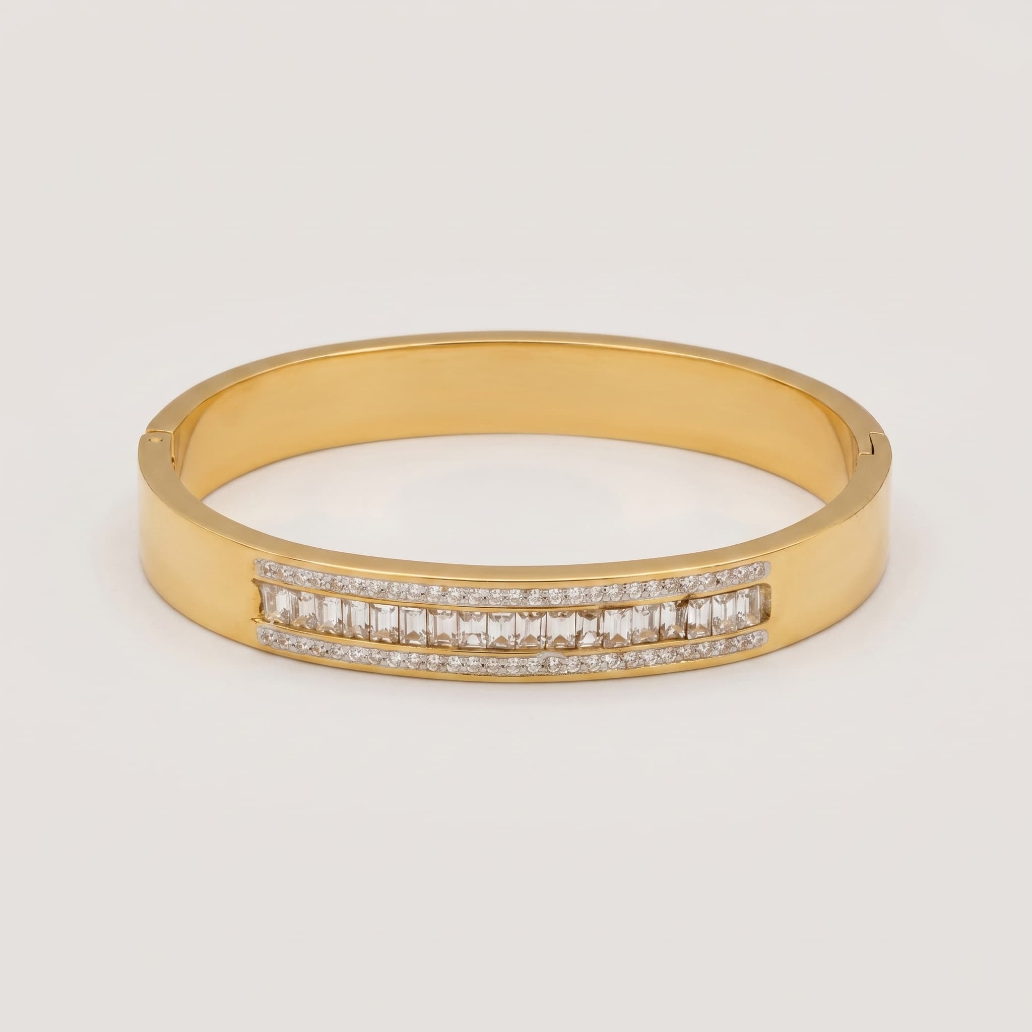classic stone studded gold cuff (Small size)