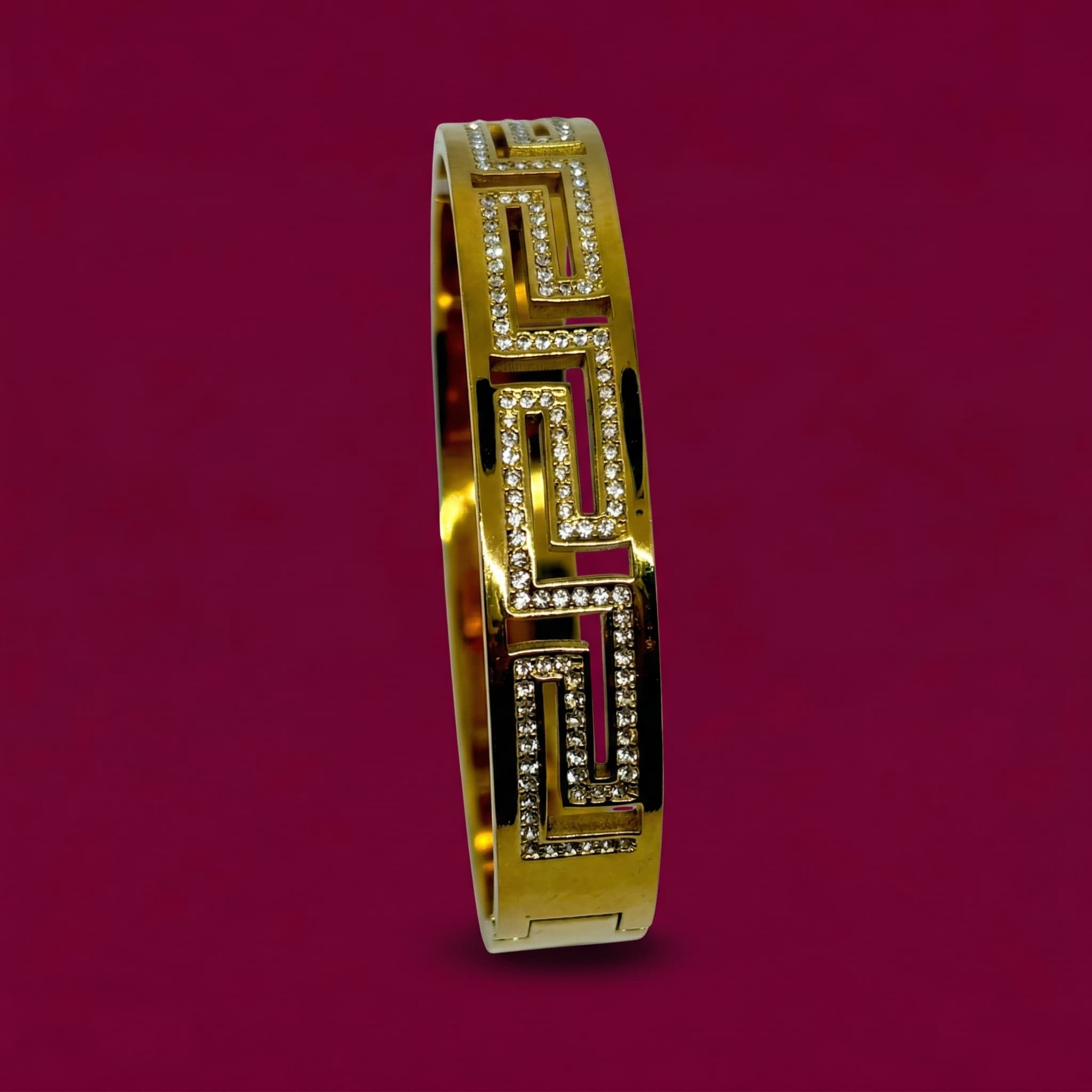 greek key crystal cuff