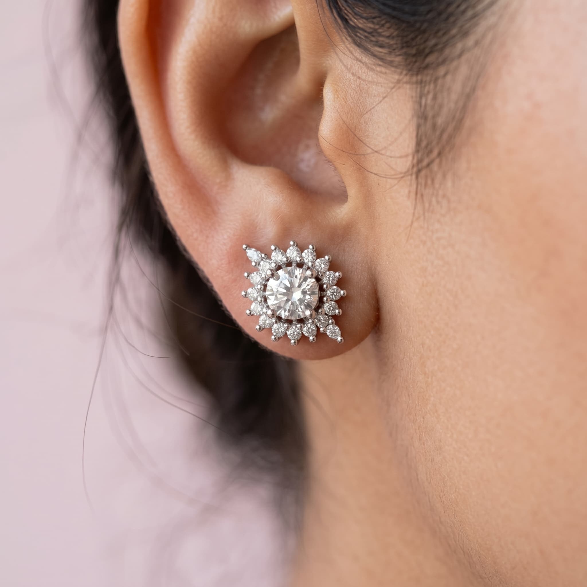 dazzling starburst silver studs