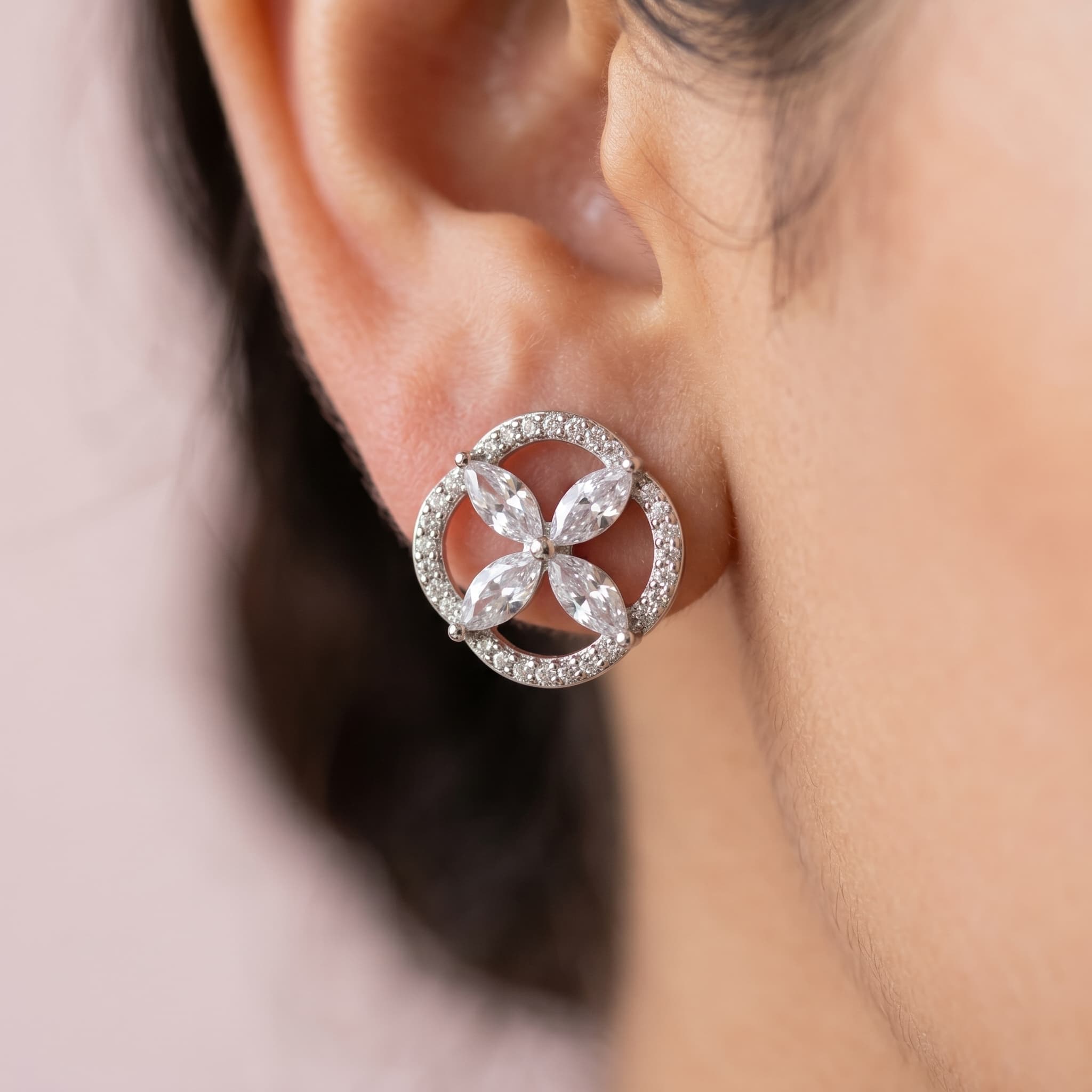dainty flower silver studs