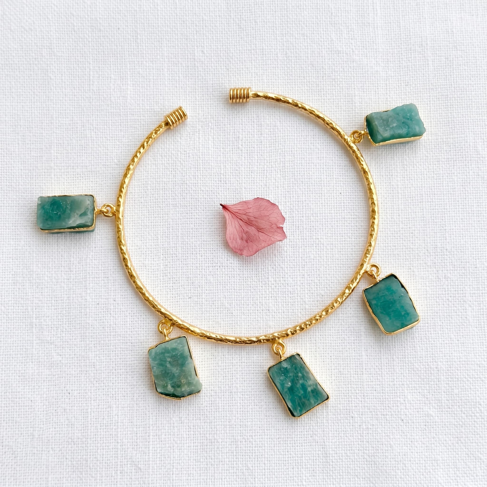 raw green stone charm bracelet
