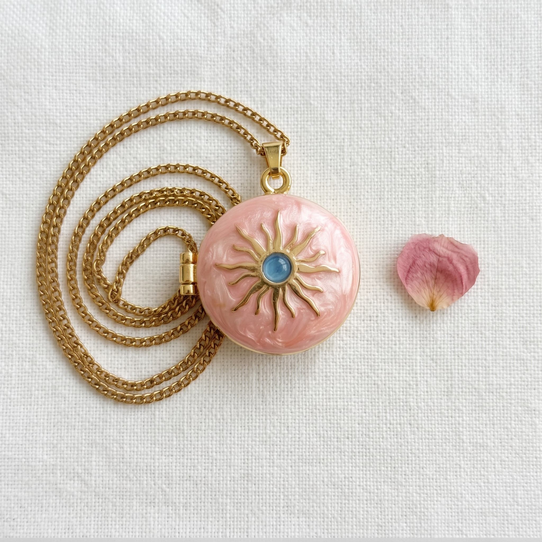 pink sunshine enamel locket