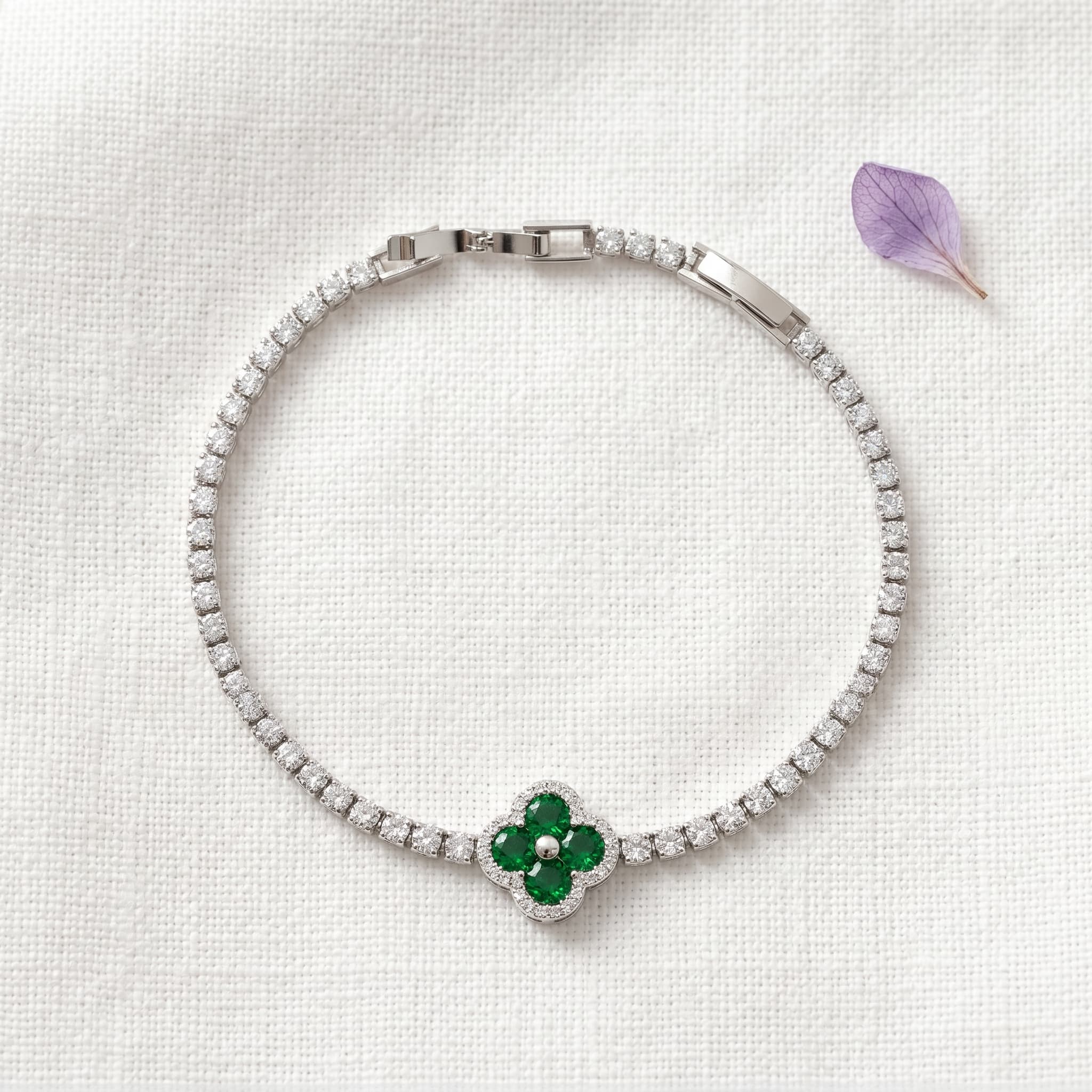 emerald clover tennis bracelet