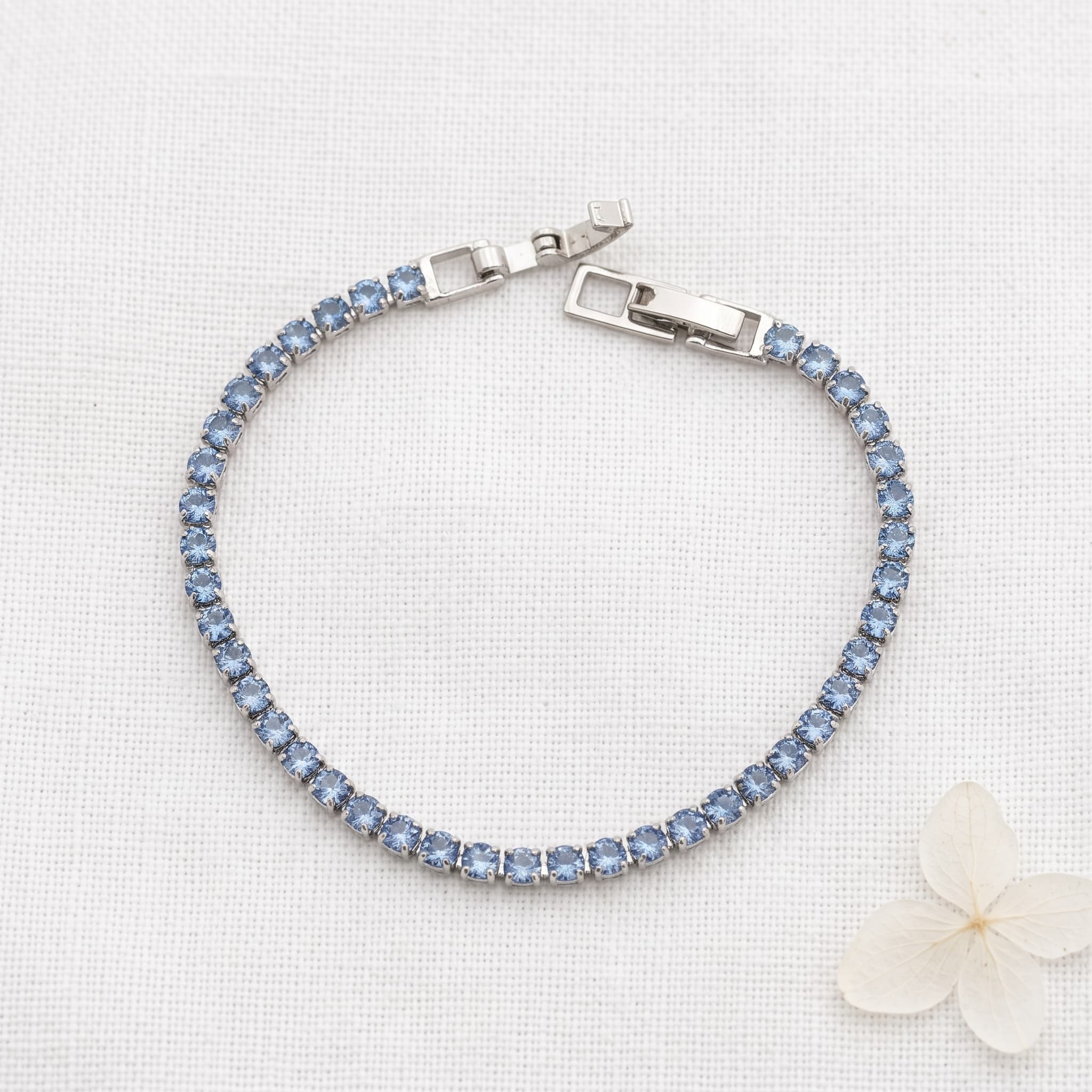 blue sparkle tennis bracelet