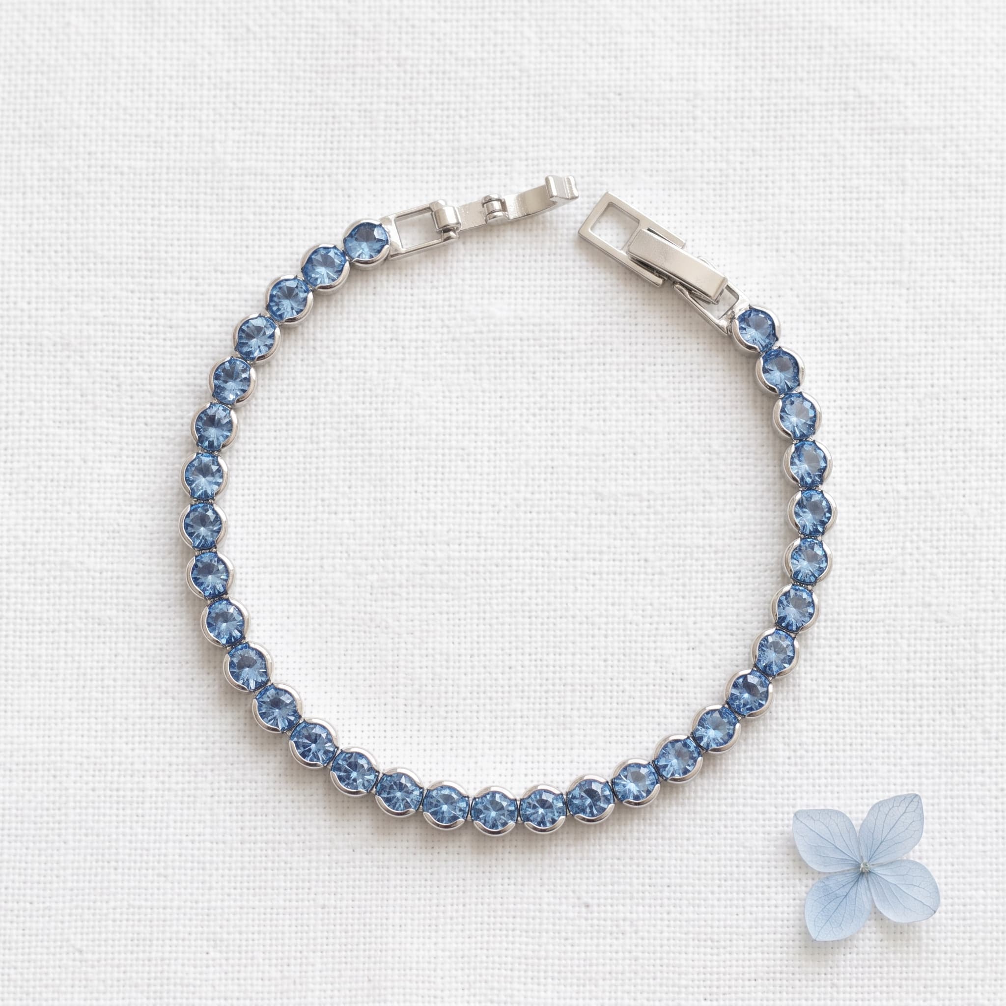 blue crystal tennis bracelet