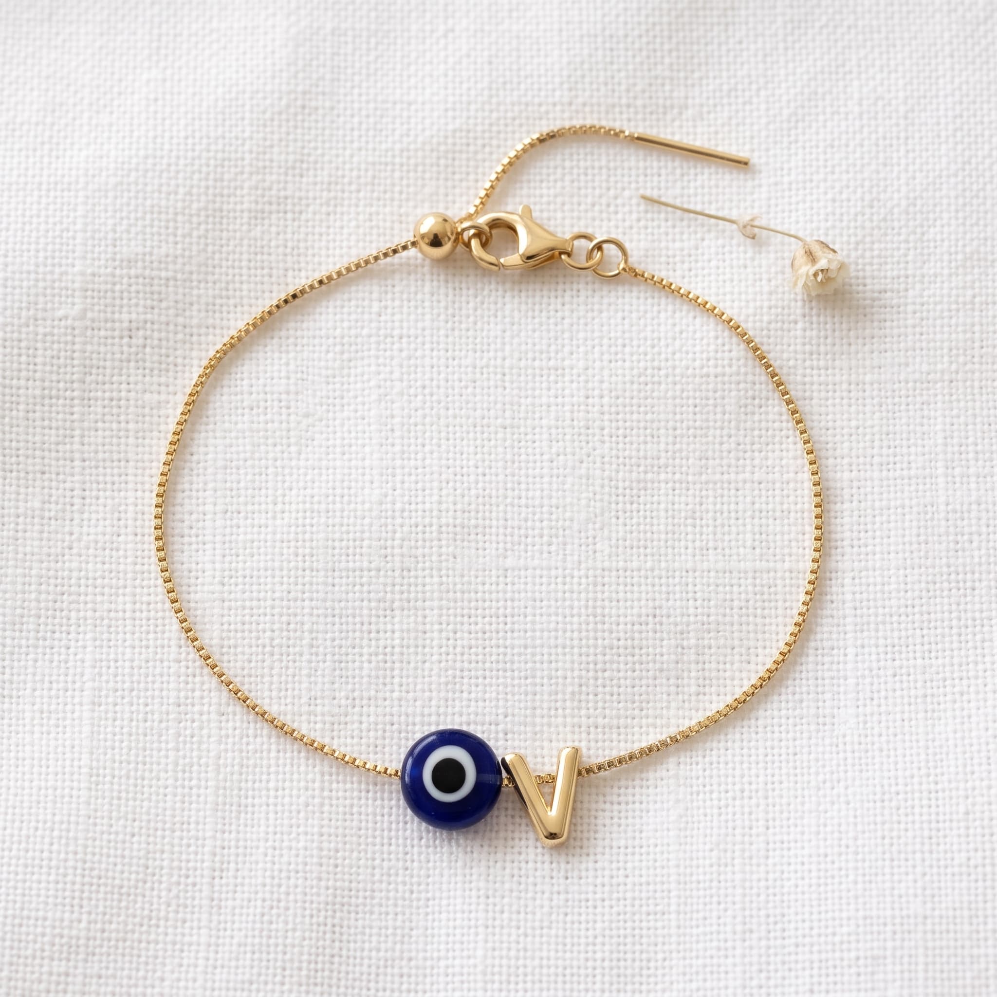 evil eye initial charm bracelet