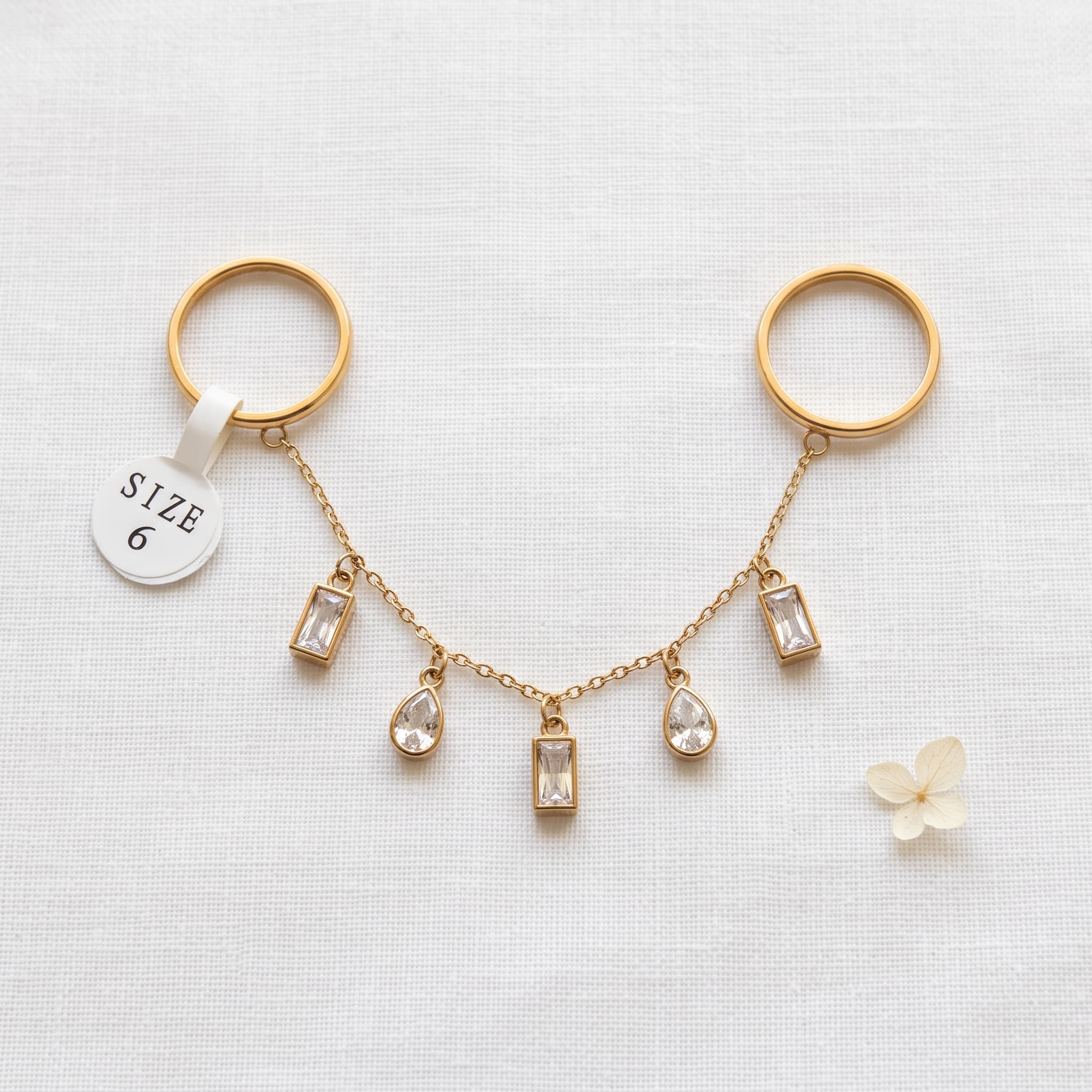 double ring crystal charm chain