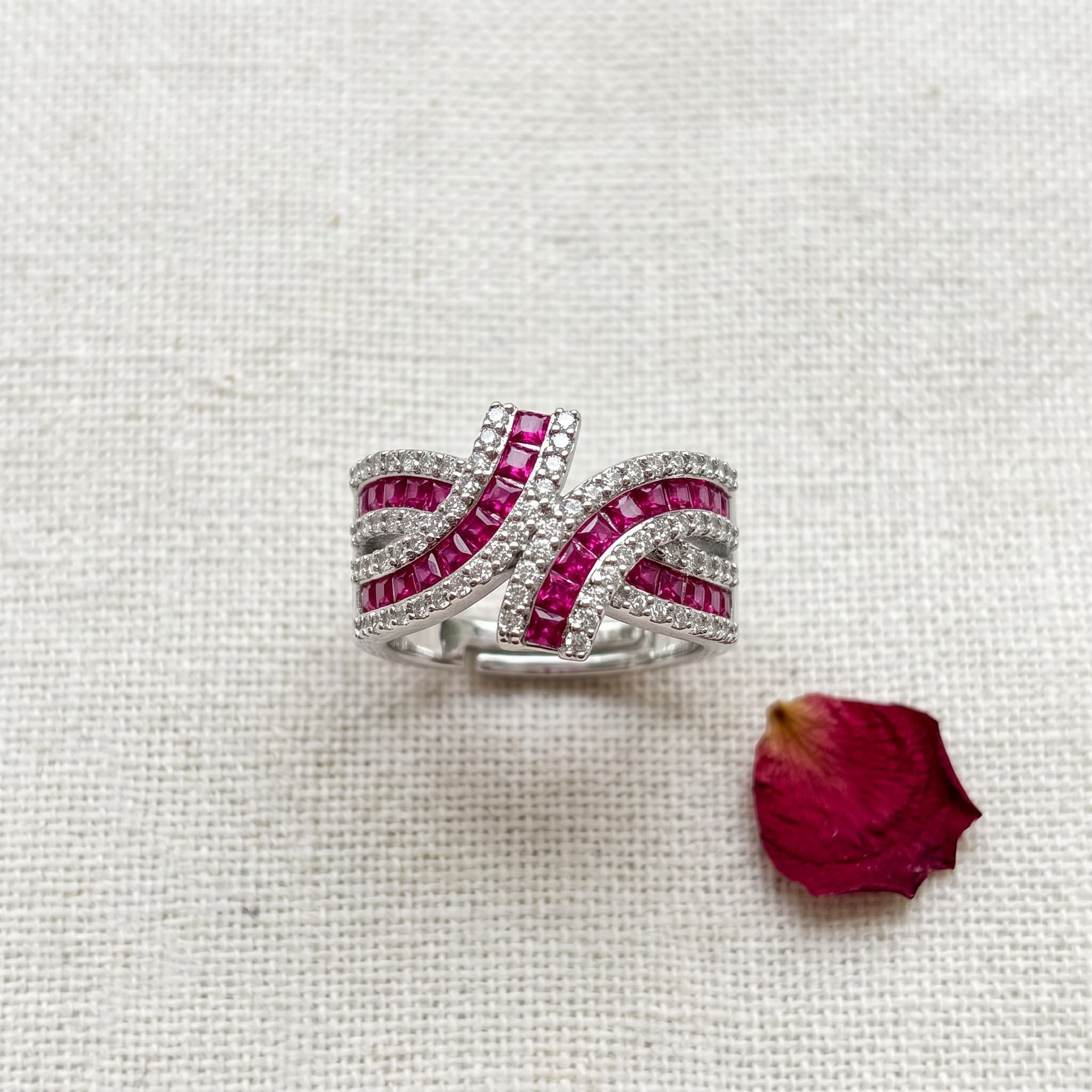ruby ribbon adjustable ring