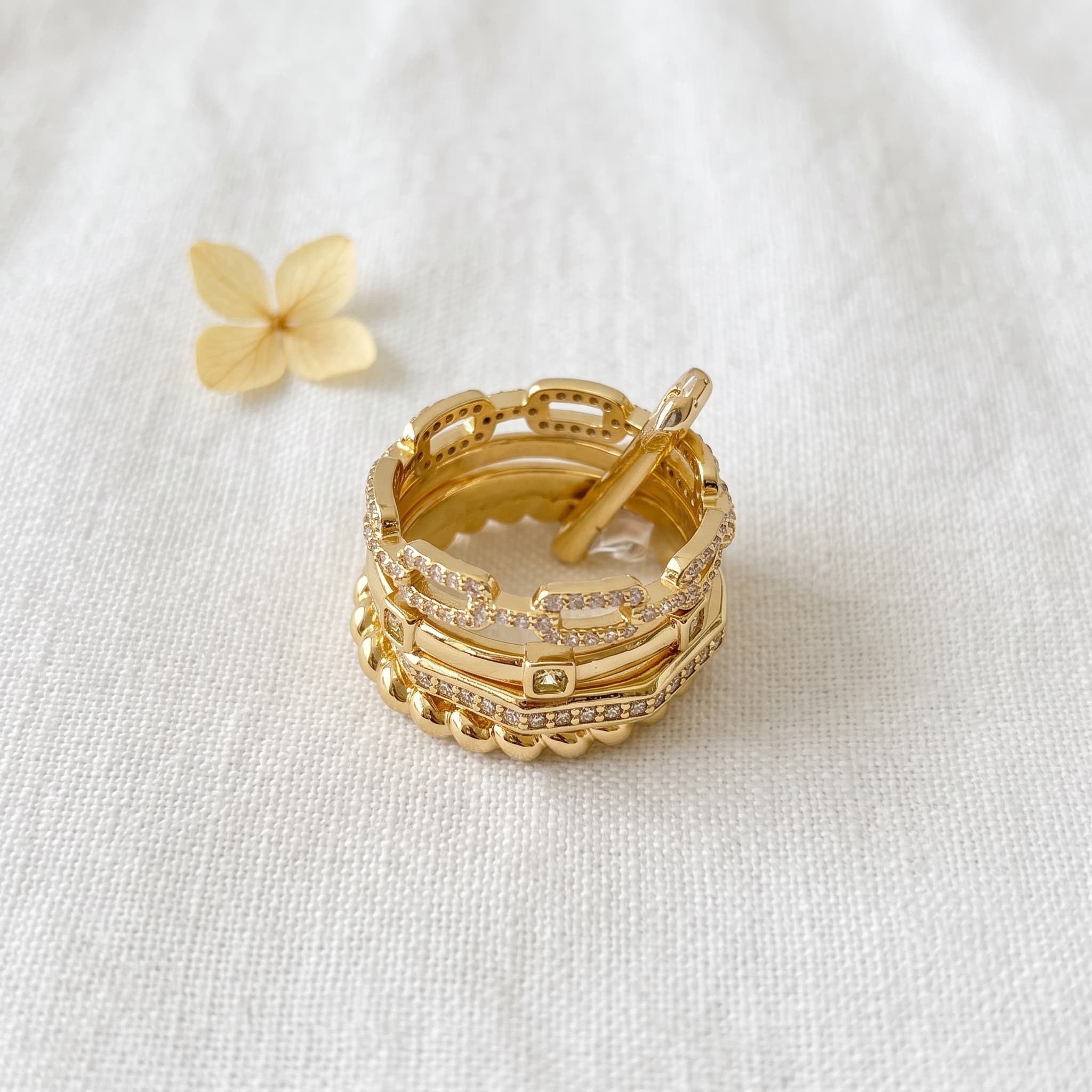 golden stackable ring set