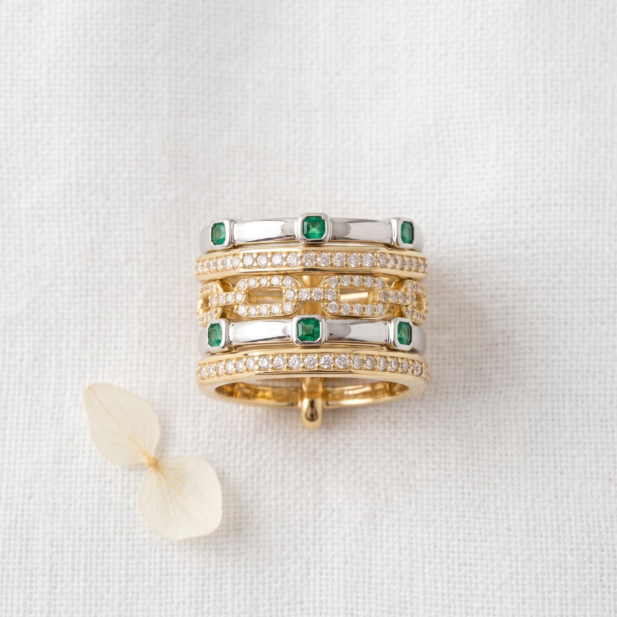 mixed metal layered ring stack