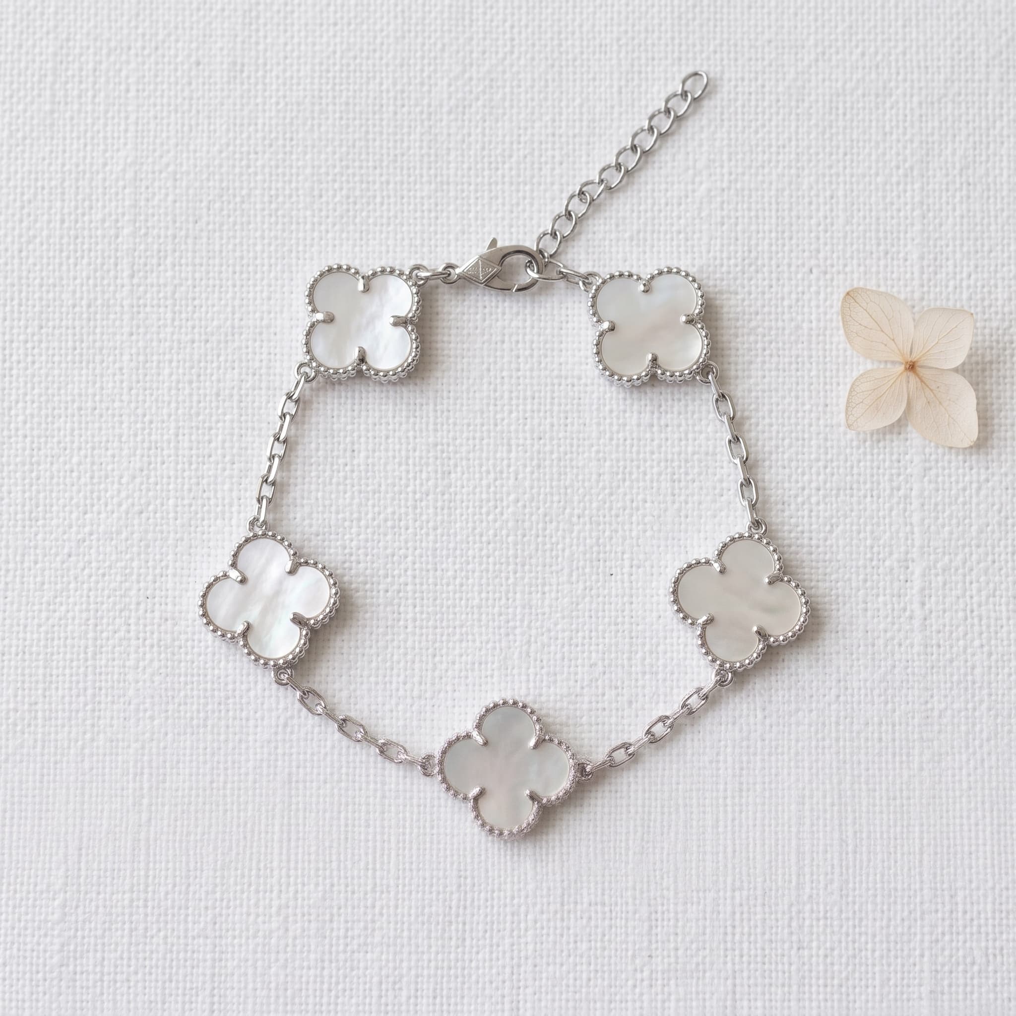 white clover charm bracelet