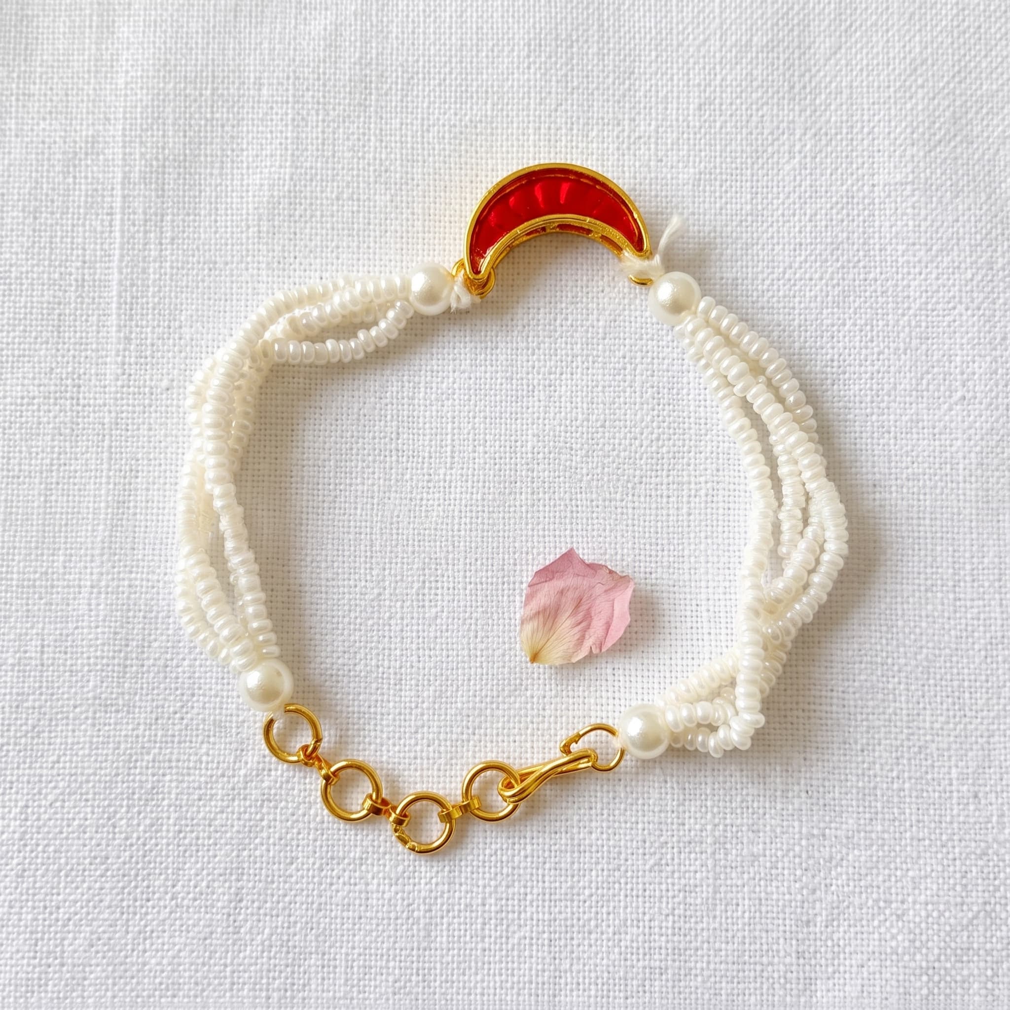 red moon beaded pearl Rakhi