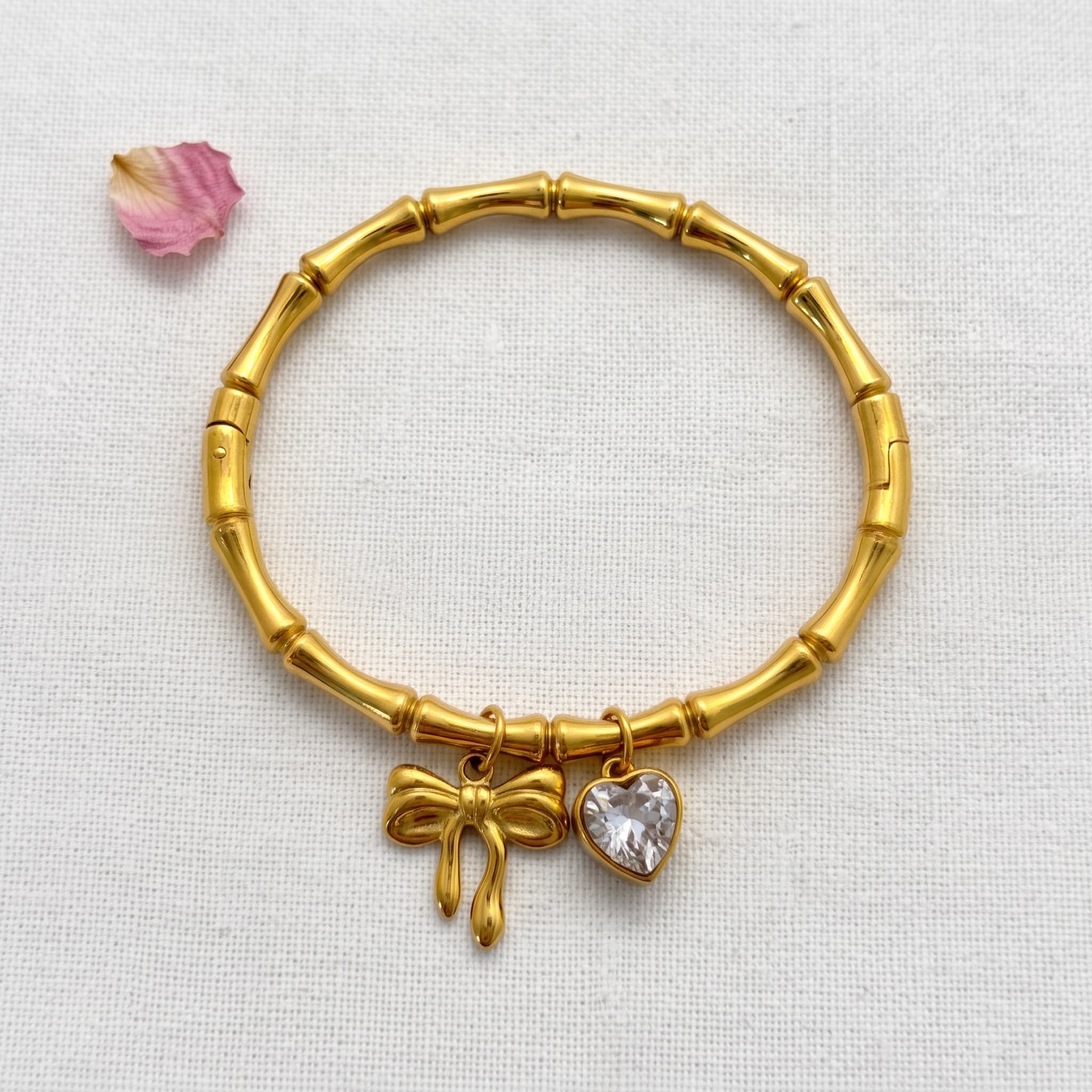 bamboo heart and bow bracelet
