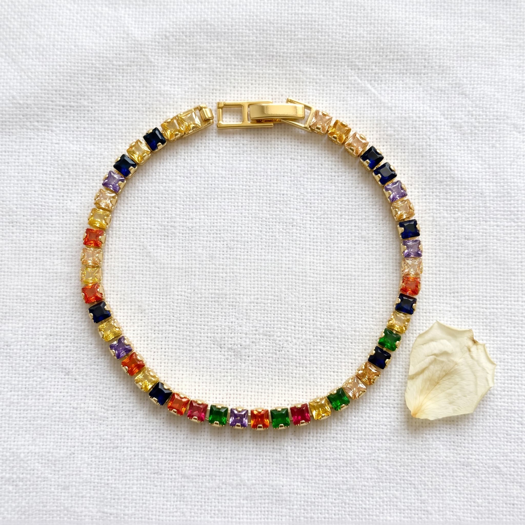 multi colour square stone tennis bracelet