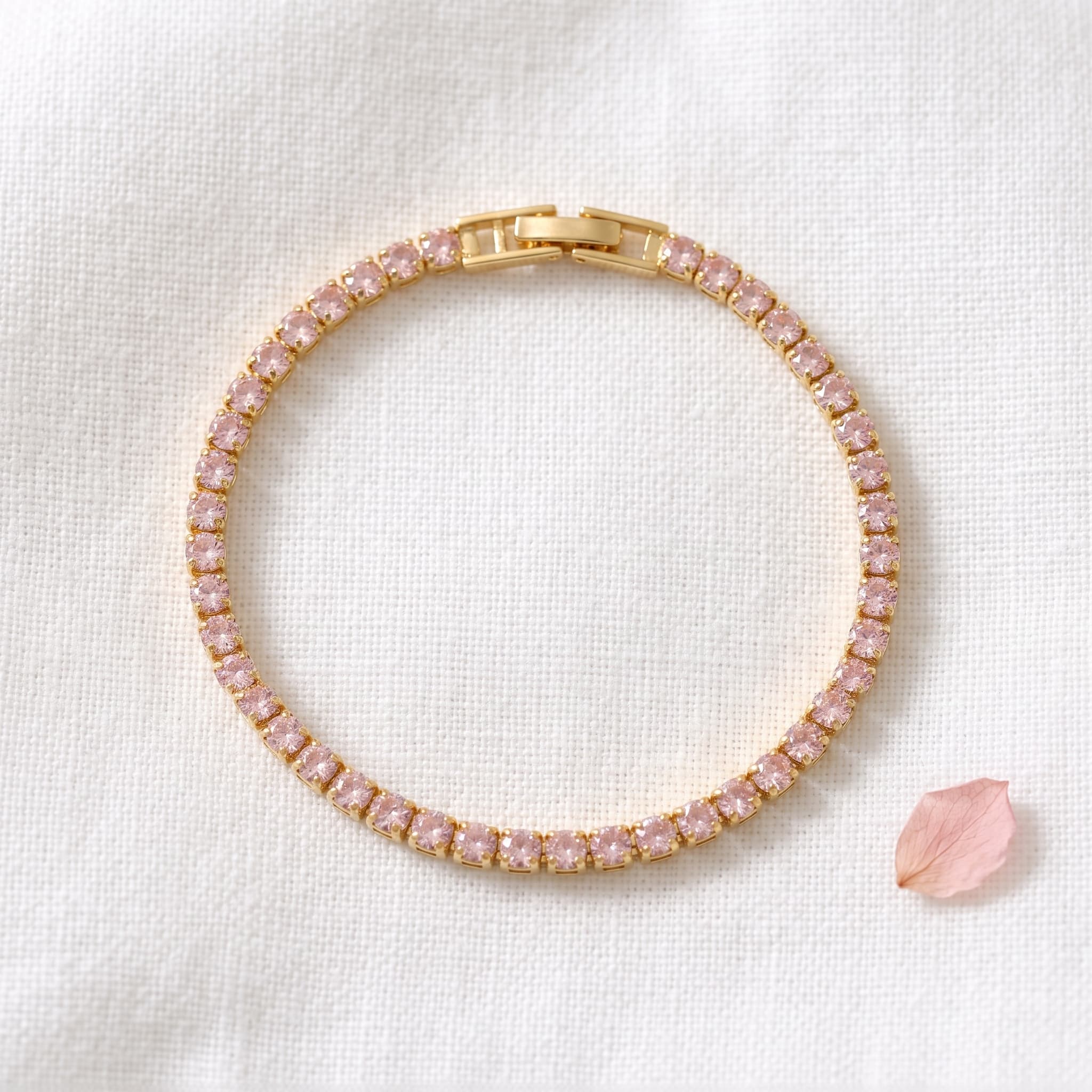 soft blush tennis bracelet