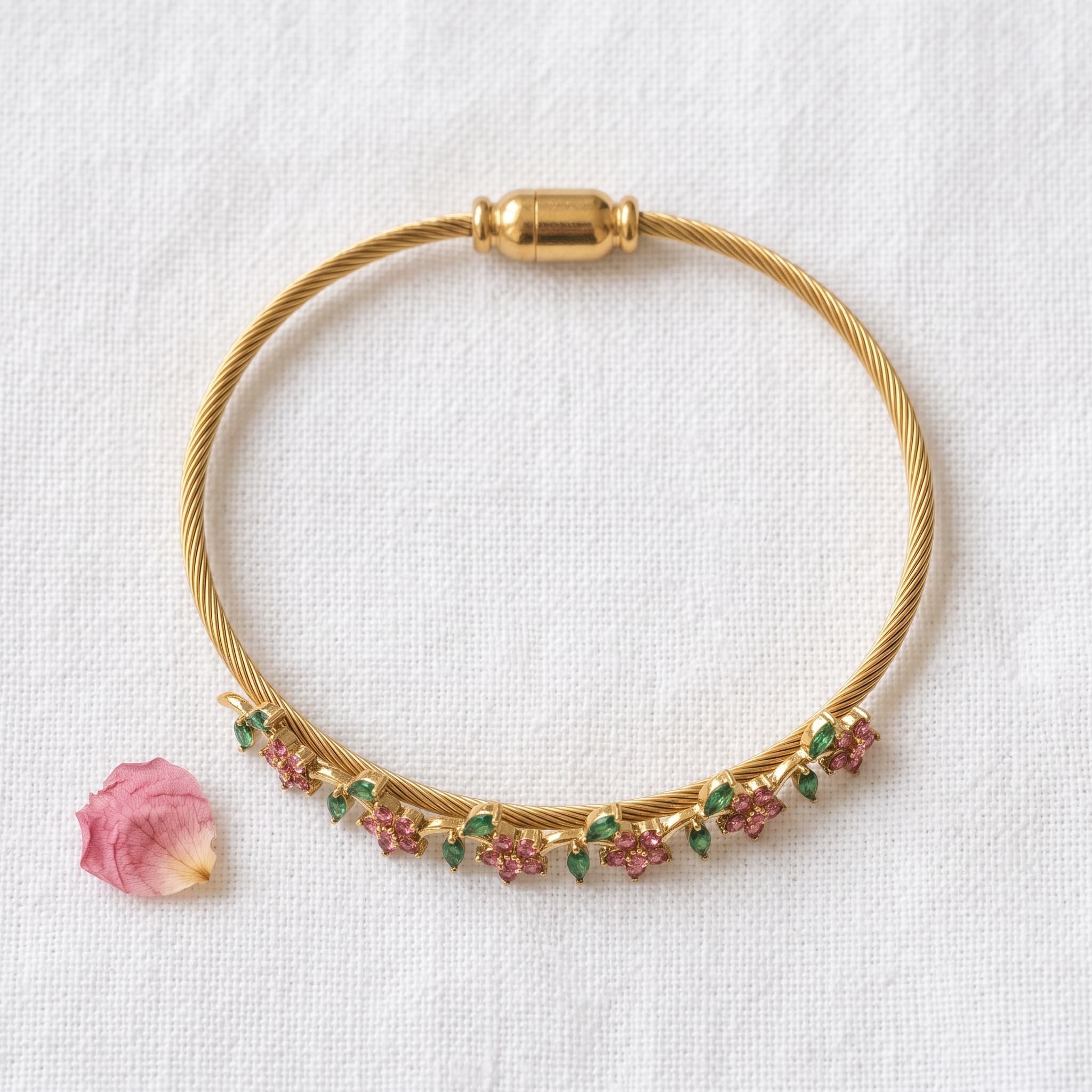 pink floral vine wire bracelet