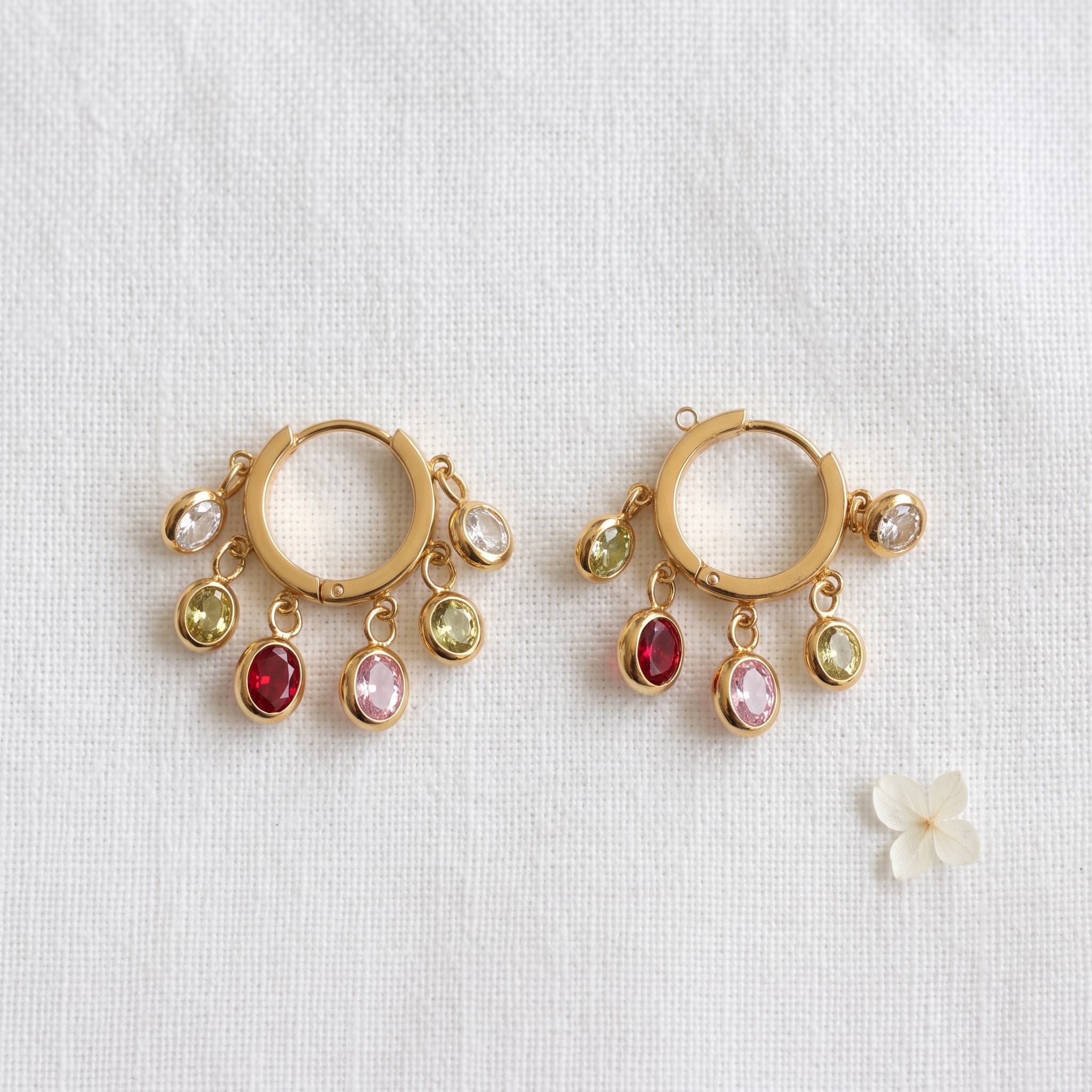 multicolour charm hoop earrings