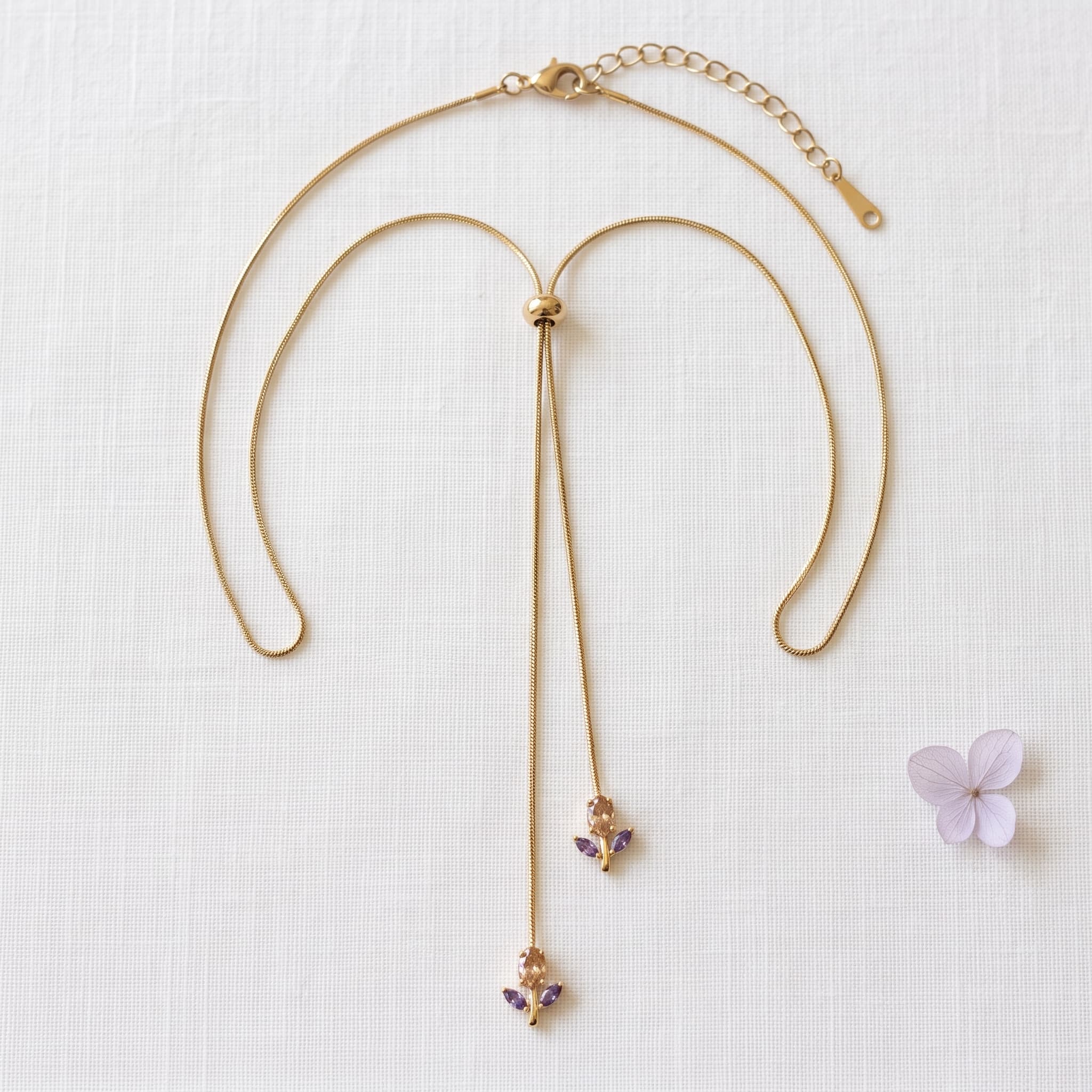 dainty tulip adjustable gold necklace