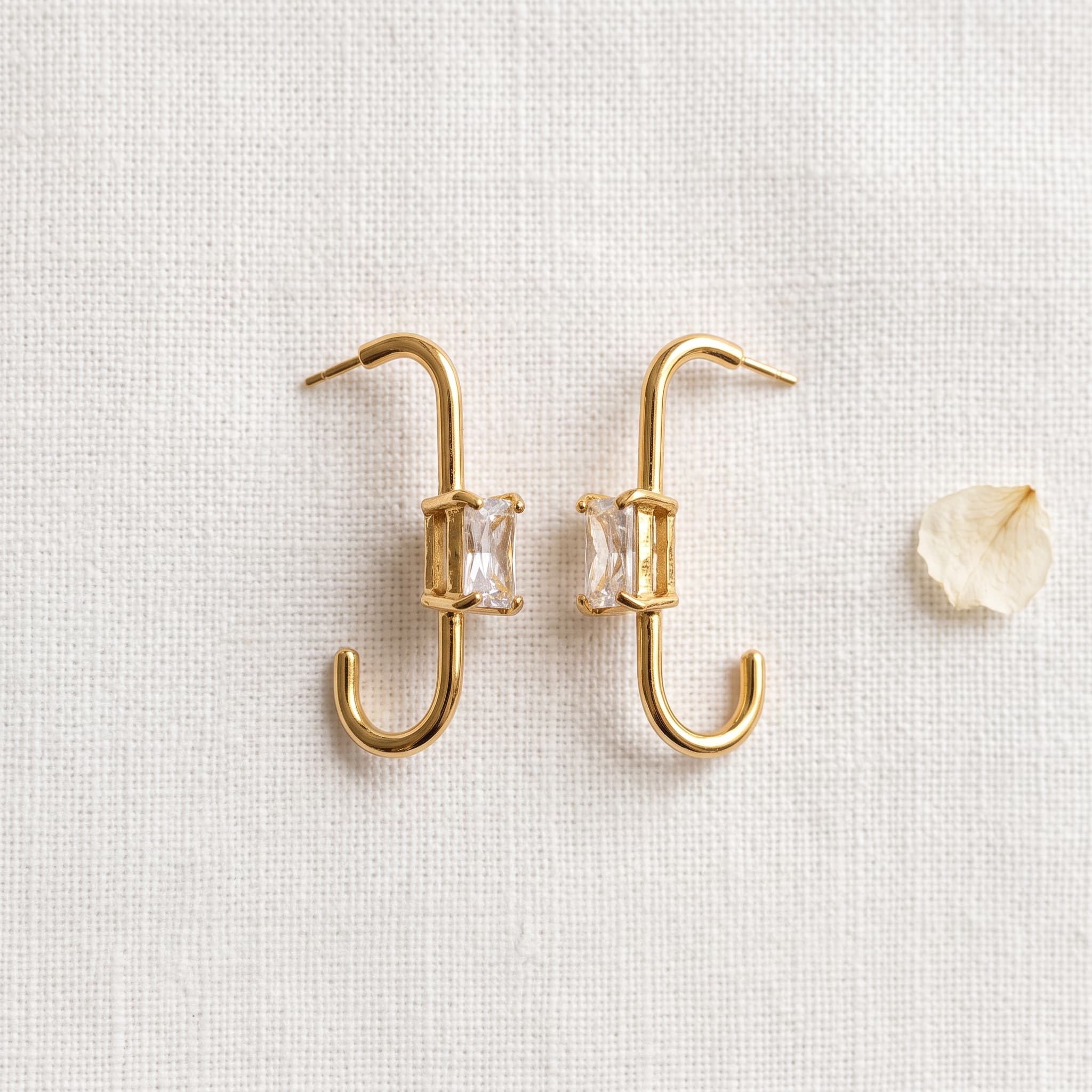 minimal baguette gold hoops