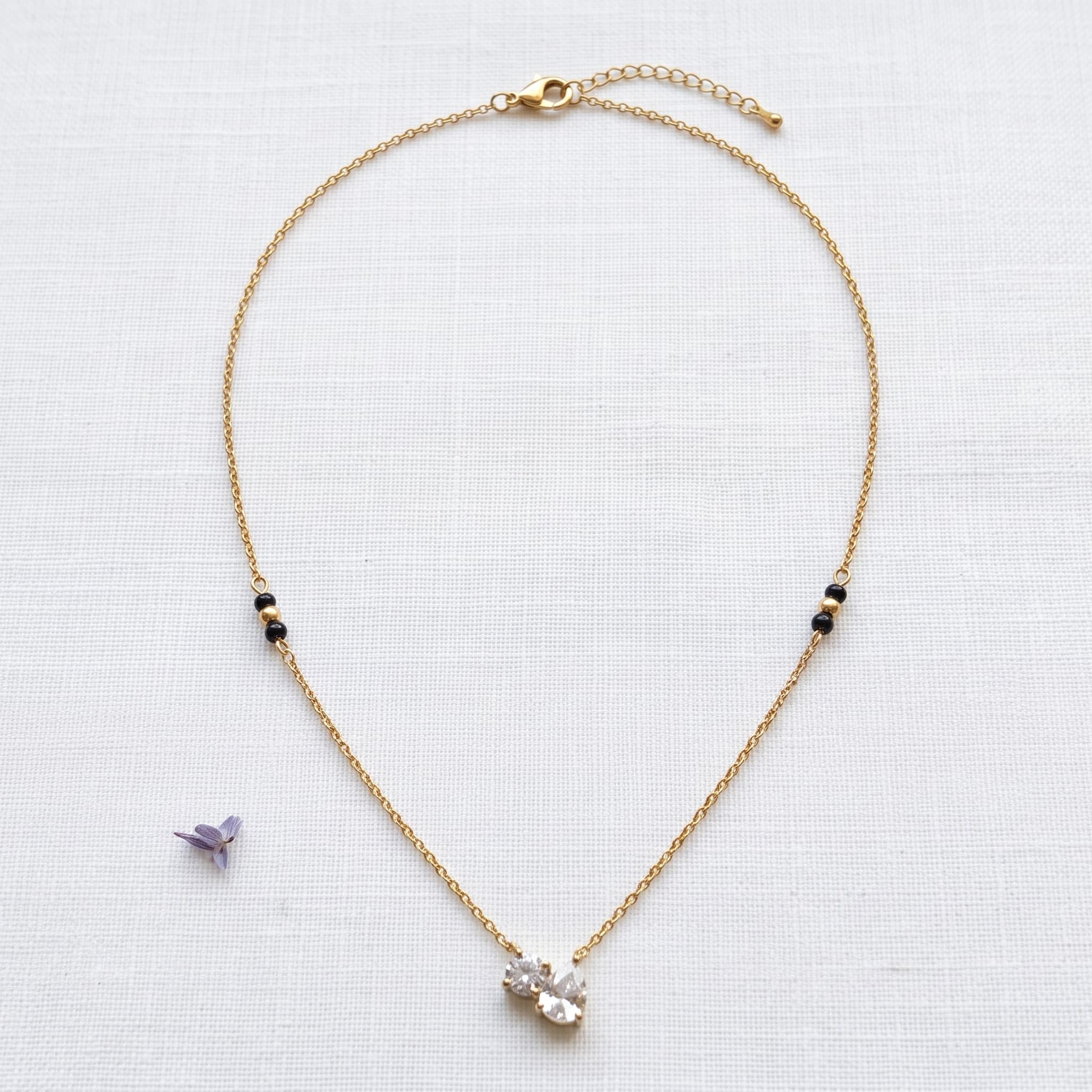 dainty black bead chain necklace