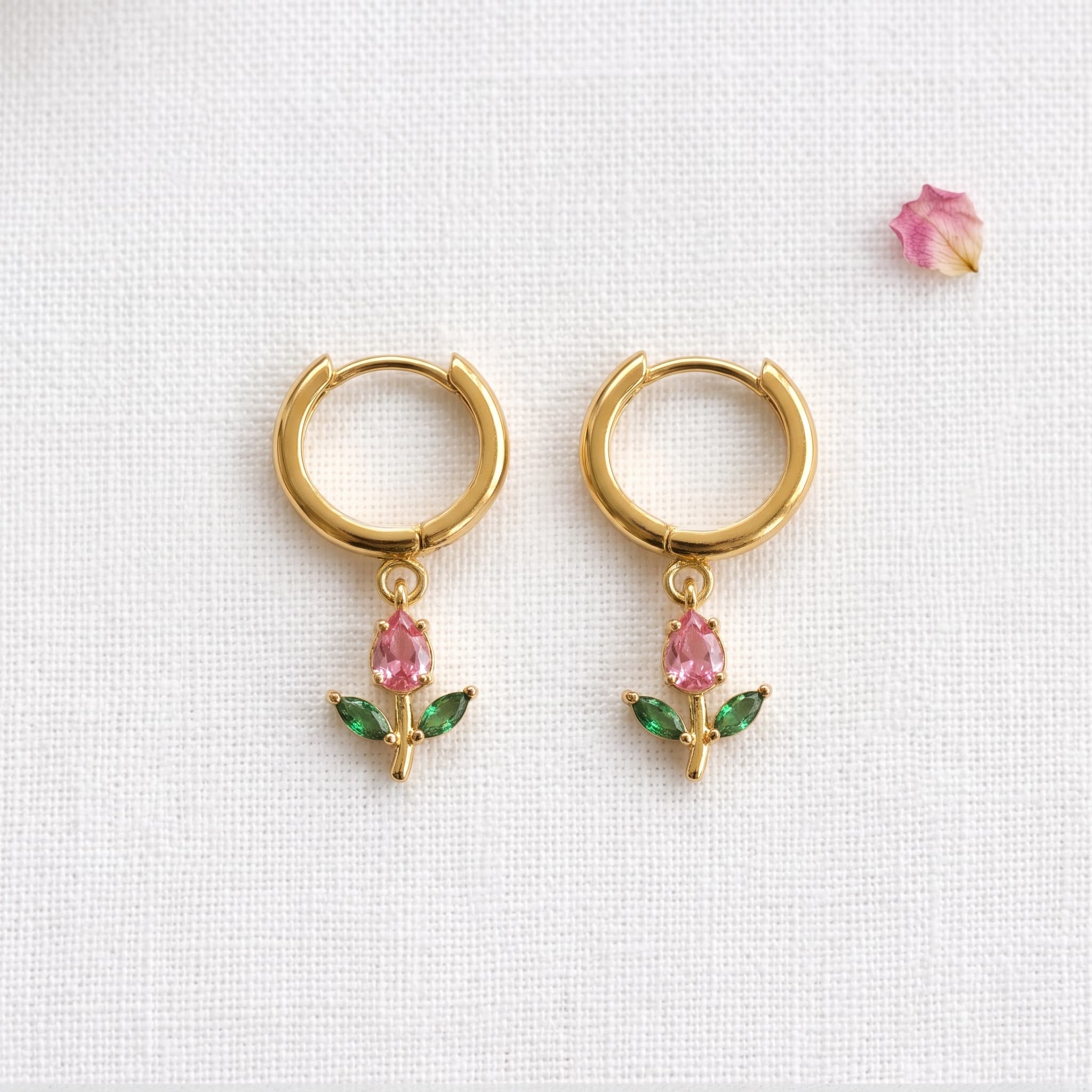 dainty tulip charm hoops