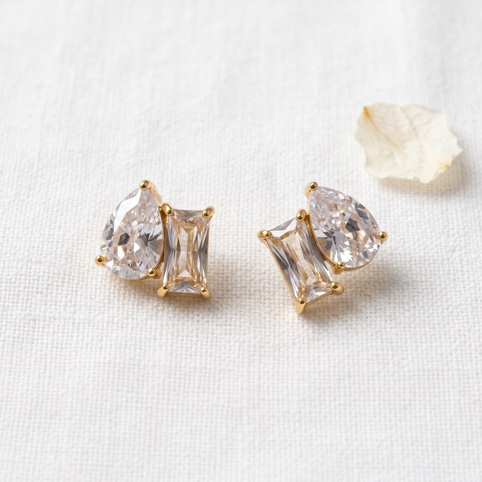 asymmetrical stone cluster studs