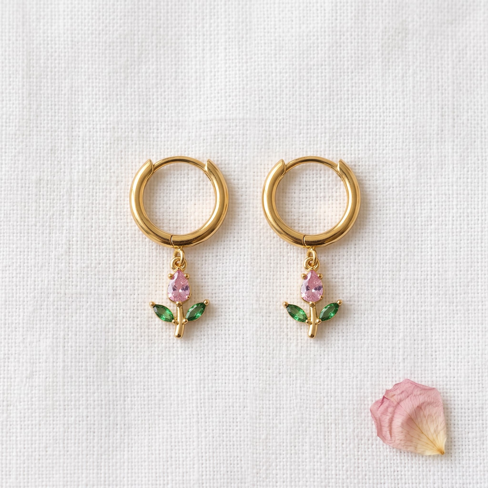 dainty tulip charm hoops