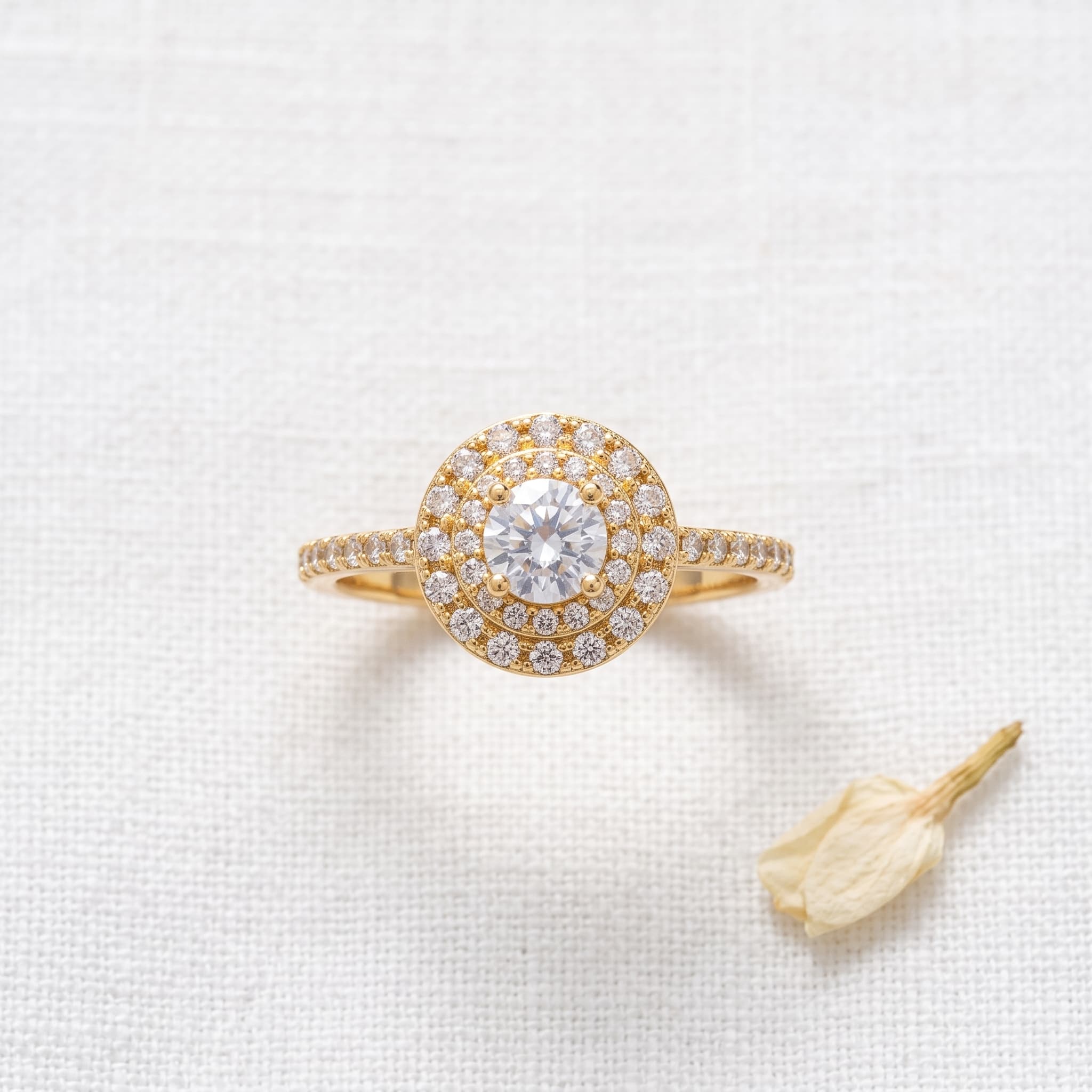 classic halo crystal ring