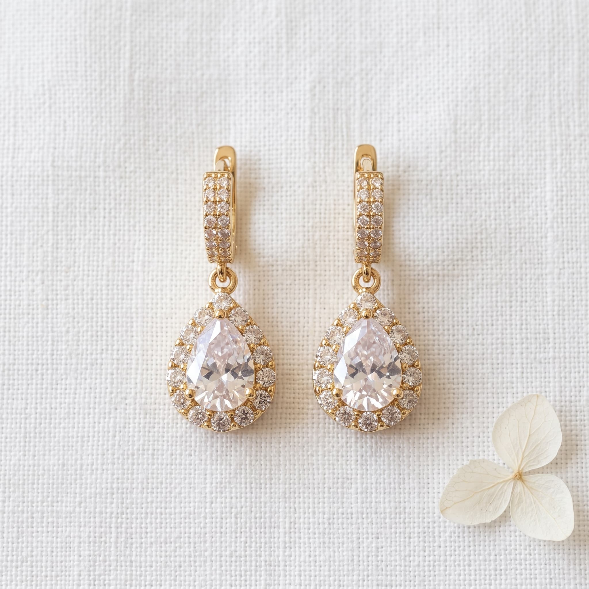 sparkly pear drop earrings