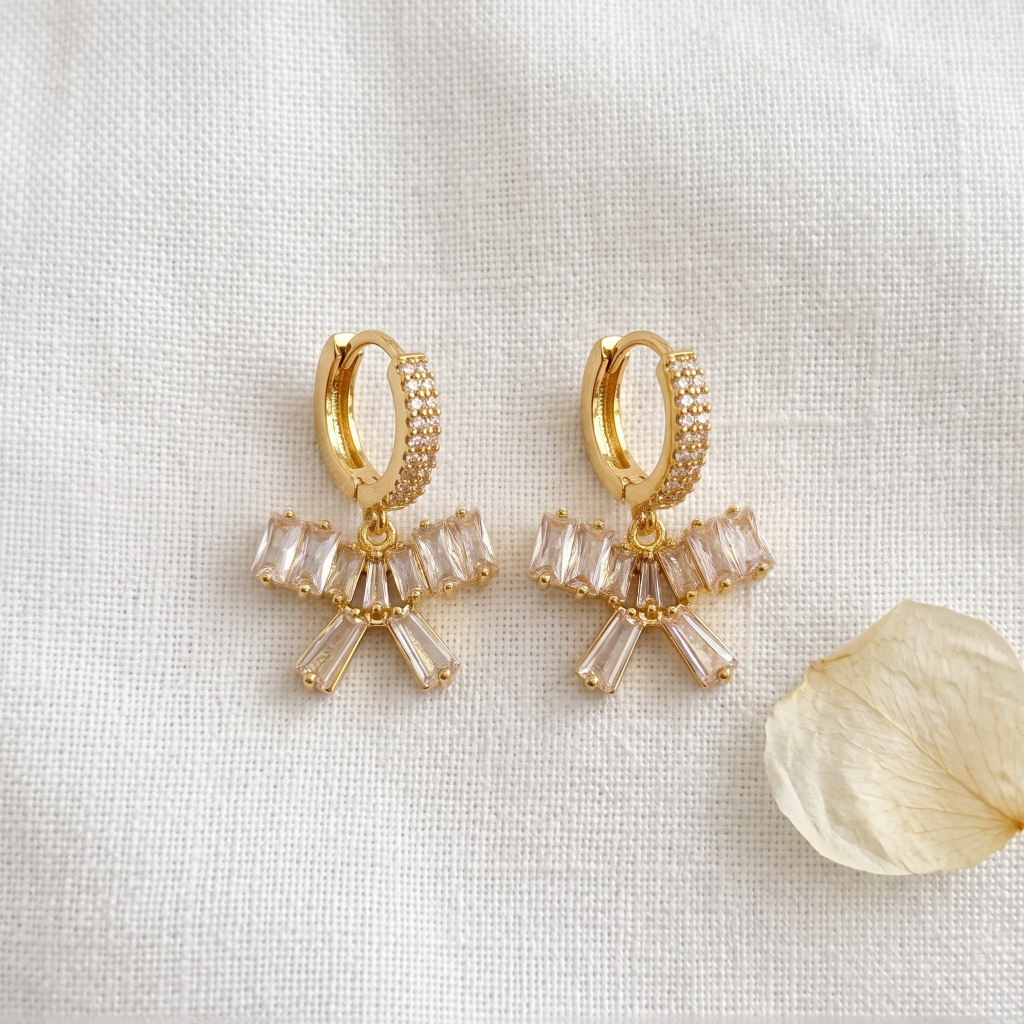 sparkly crystal bow hoops