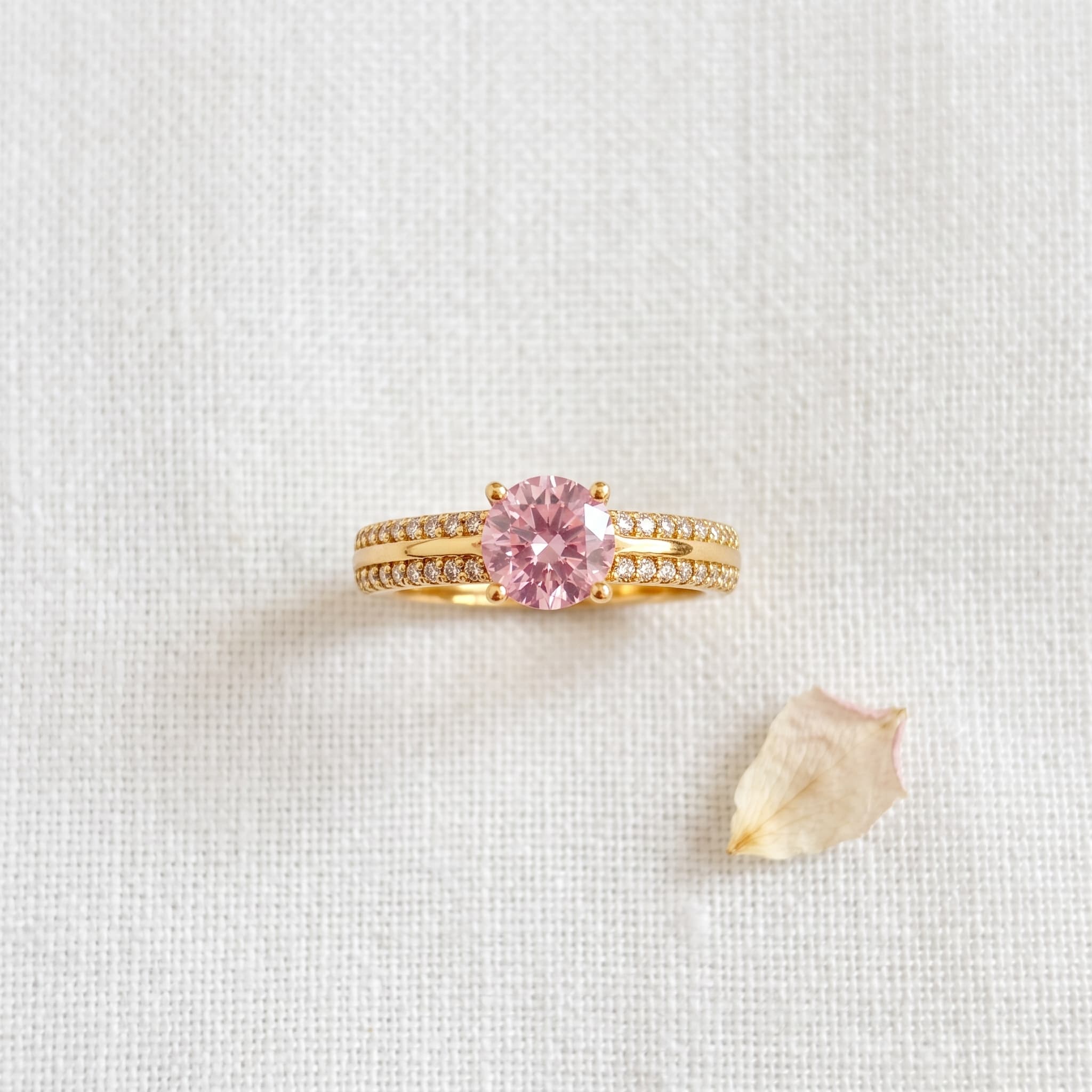 pink stone gold band