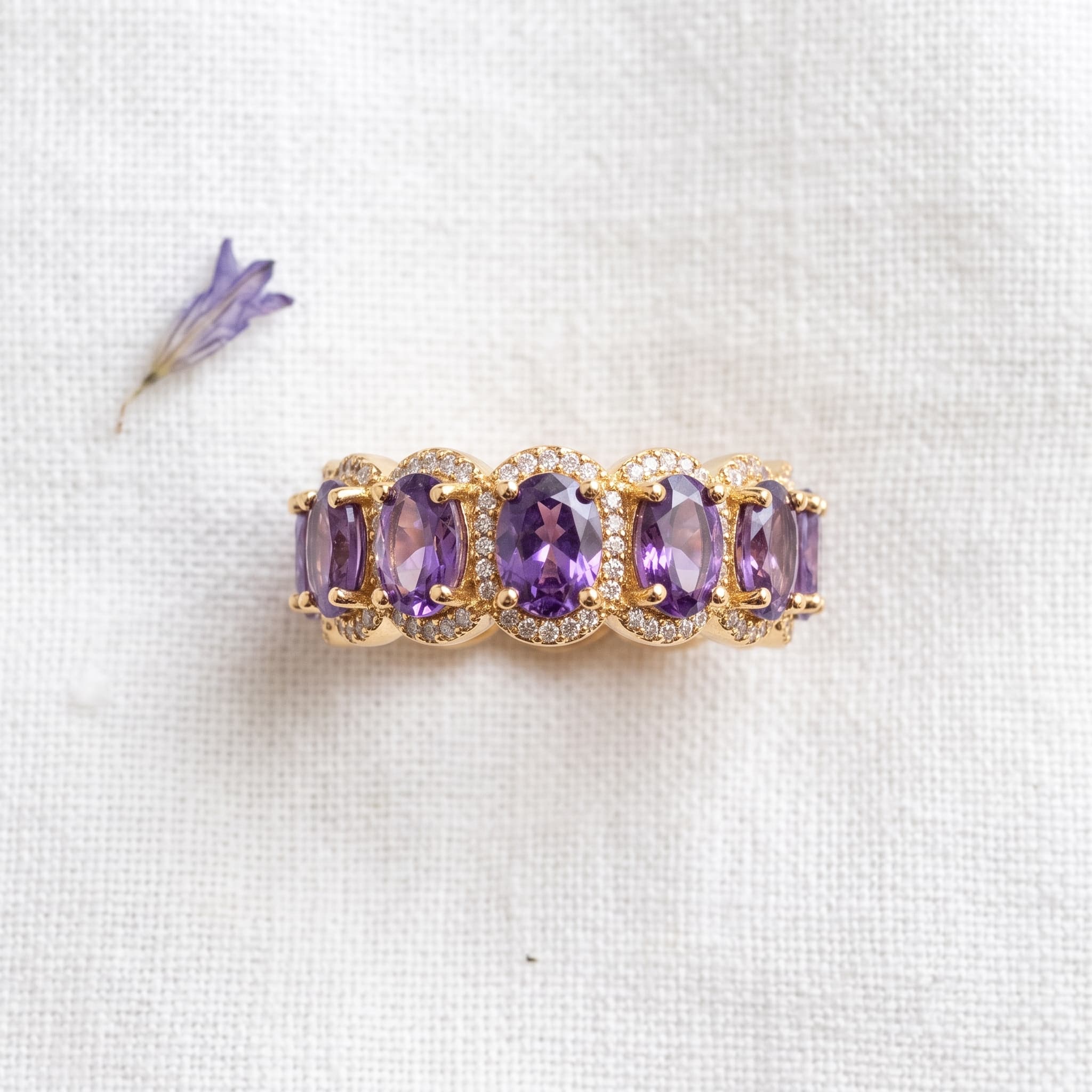 purple oval stone band