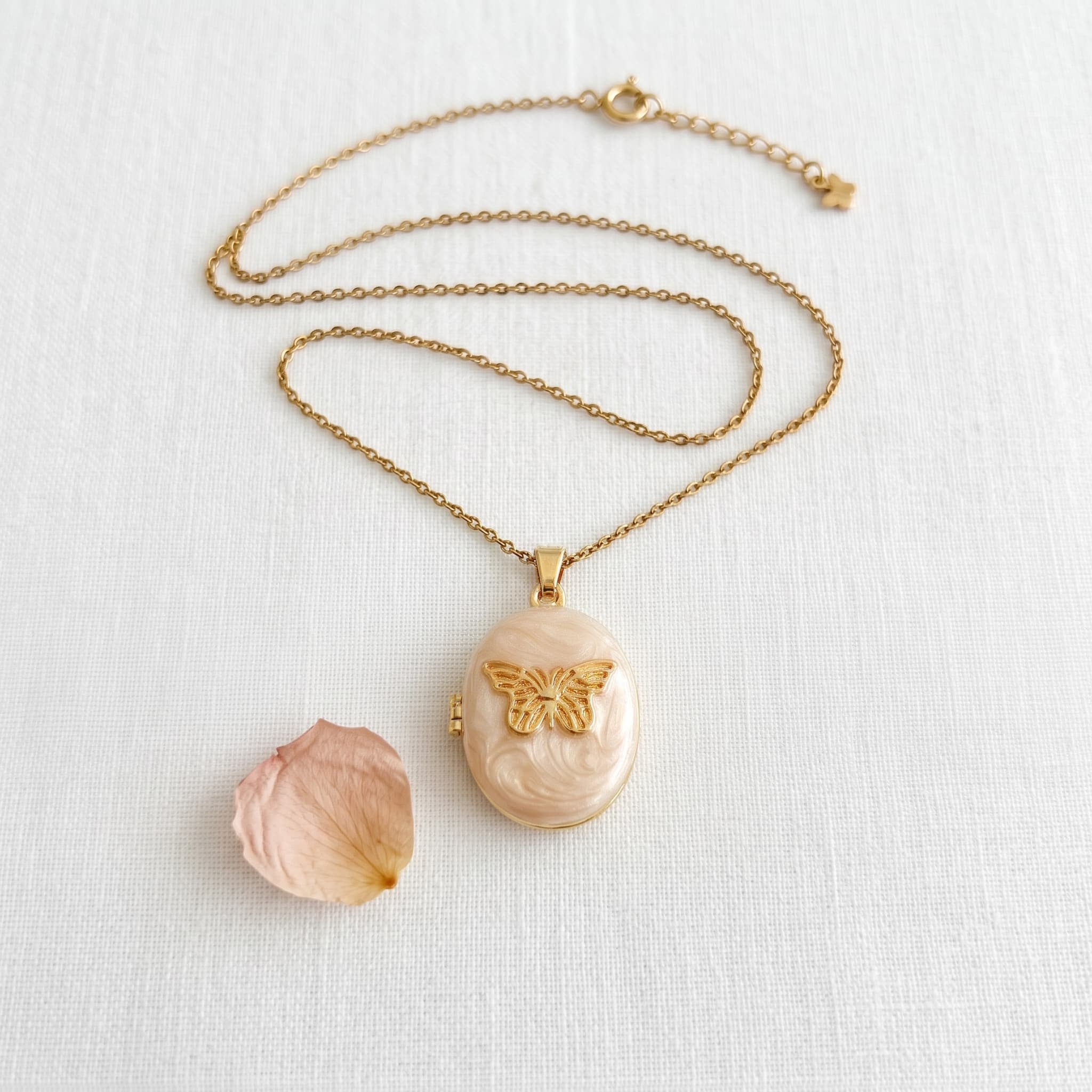 nude butterfly locket pendant