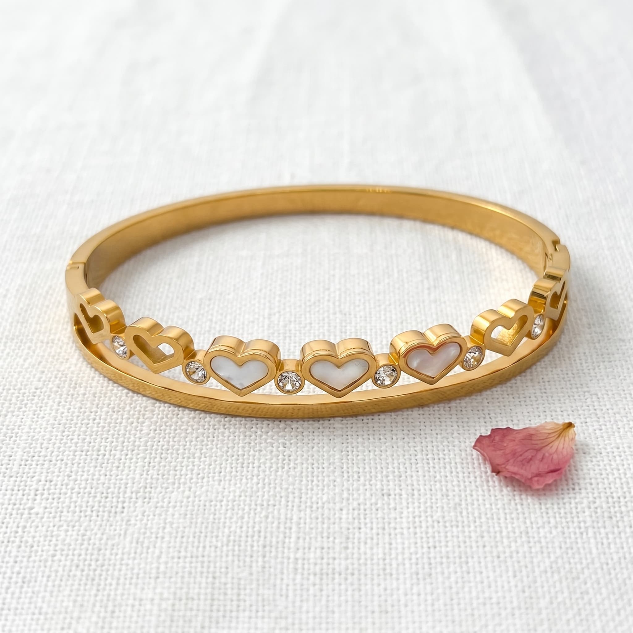little hearts gold bangle