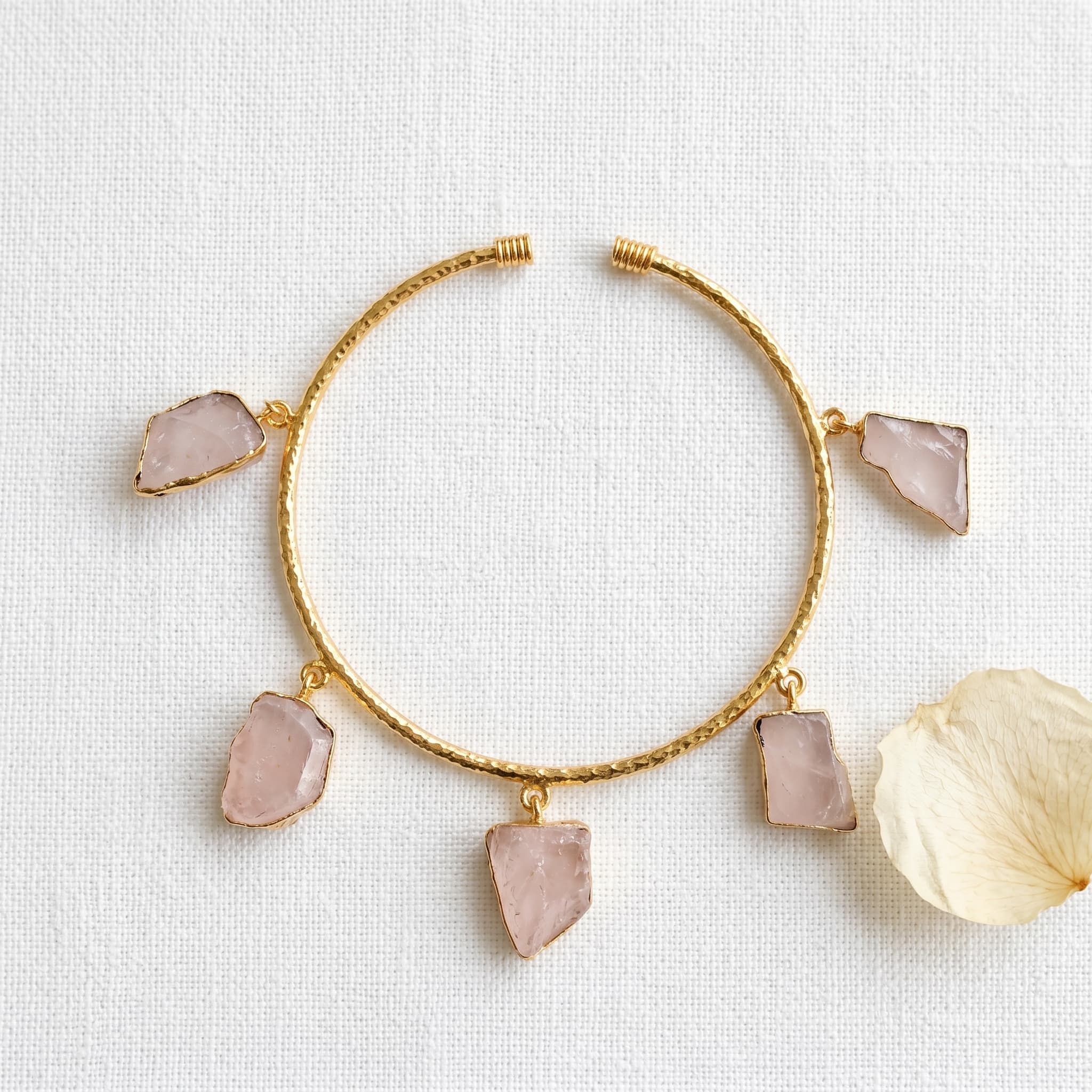 rose quartz charm cuff