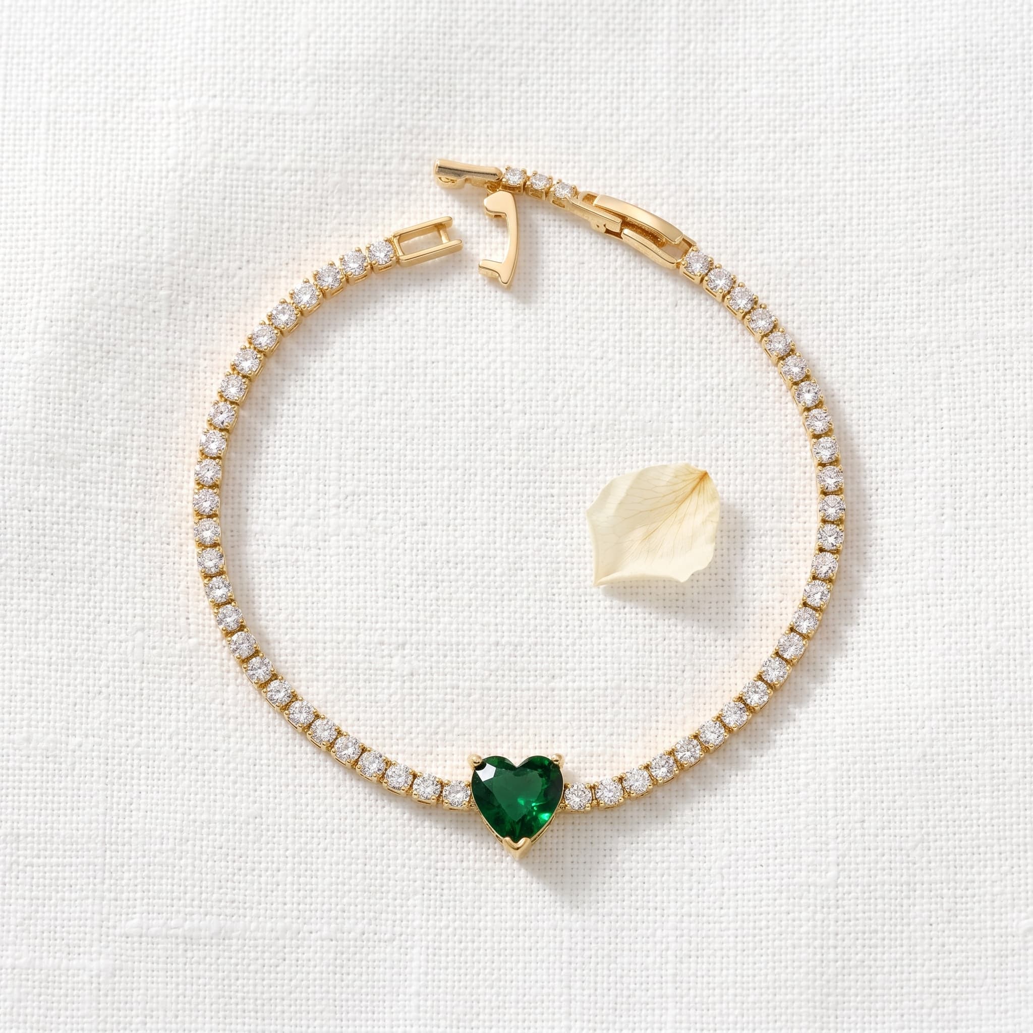 emerald heart tennis bracelet