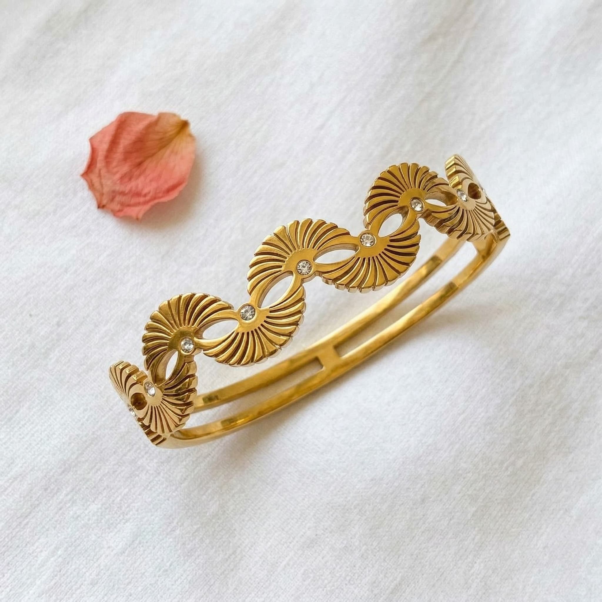 golden sunset wave cuff bracelet