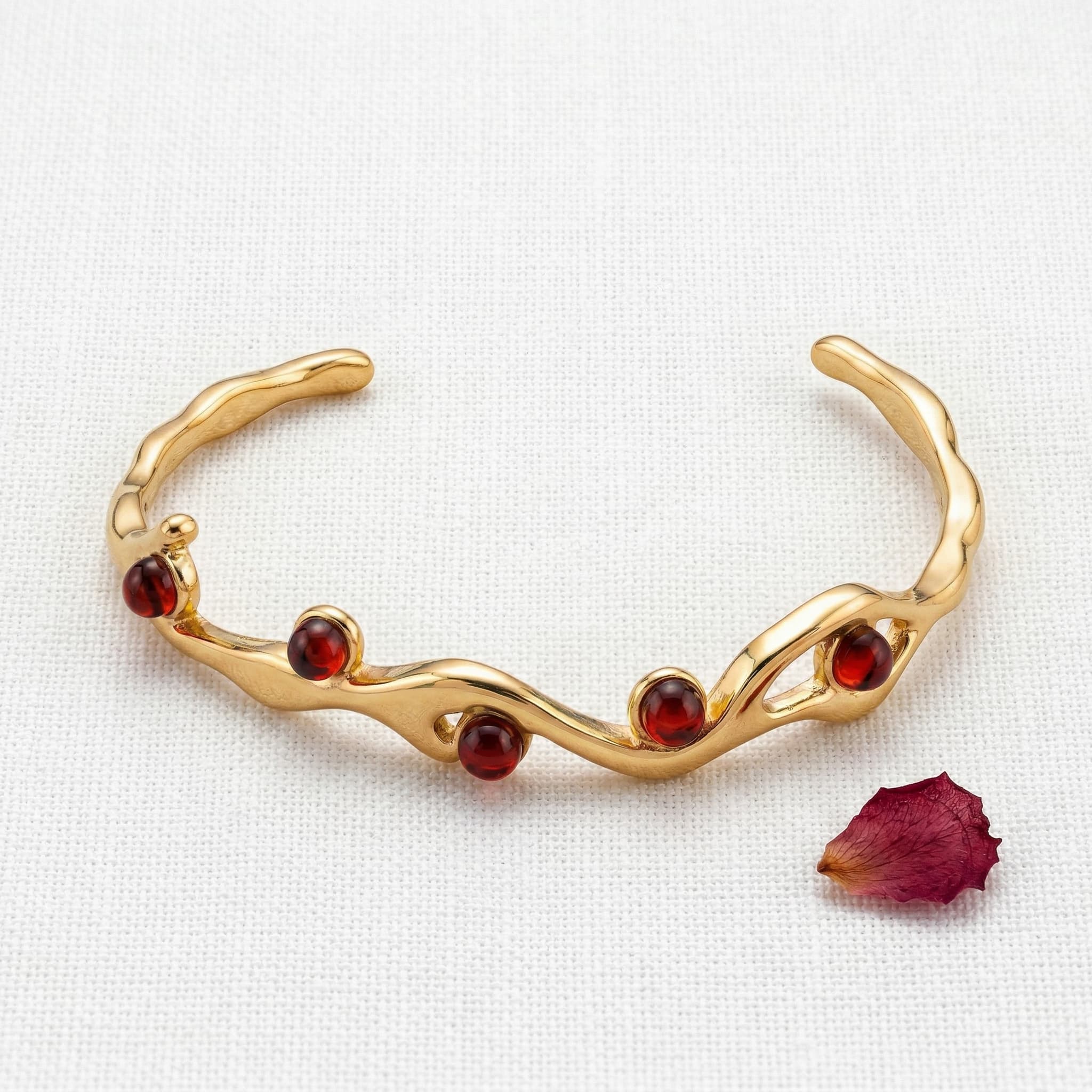 wavy red stone cuff
