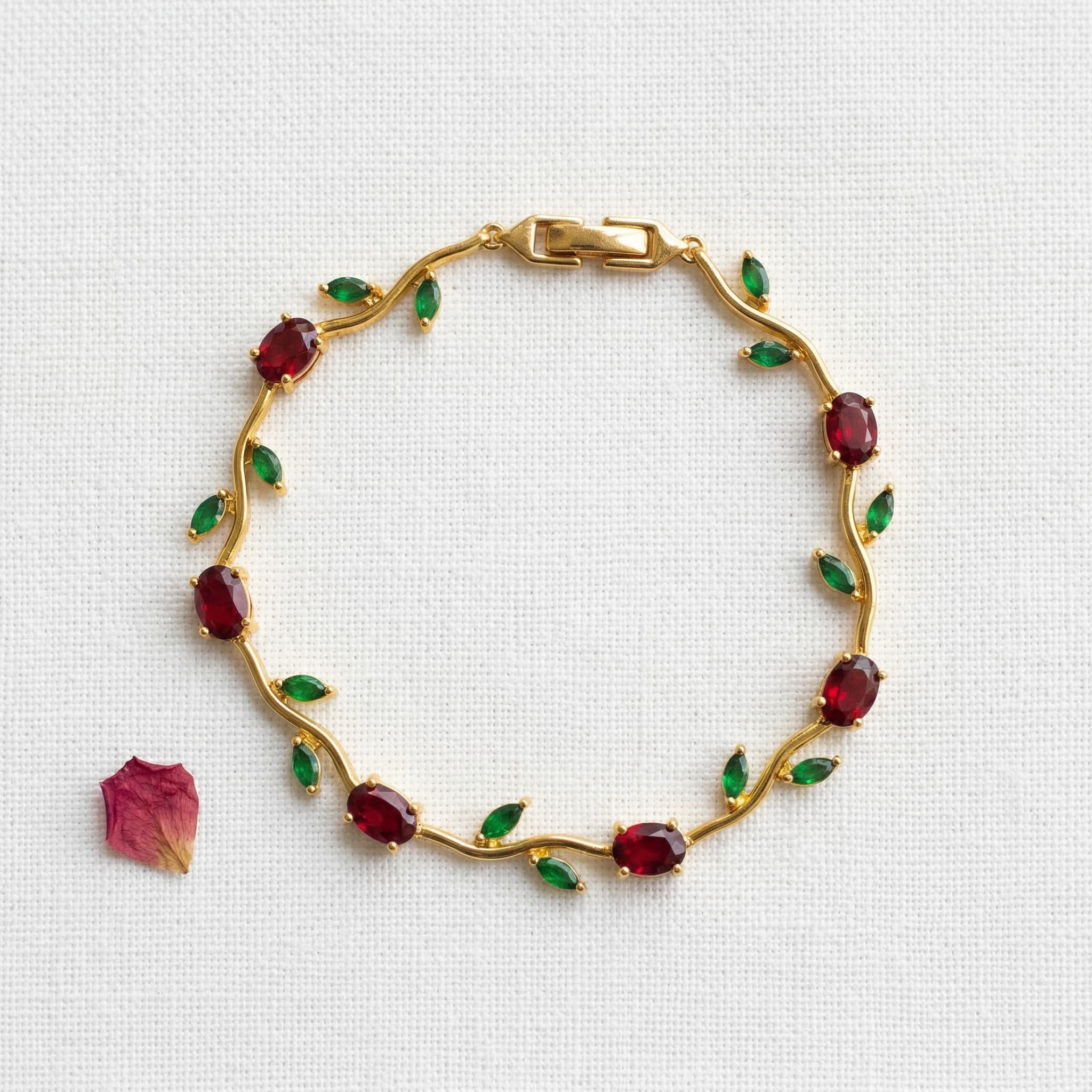 ruby and leaf tulip bracelet