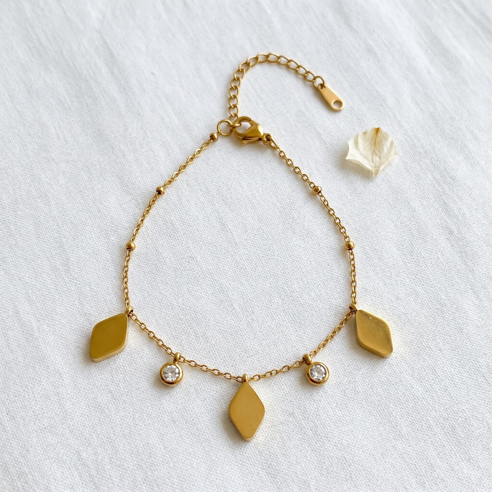 diamond charm gold bracelet