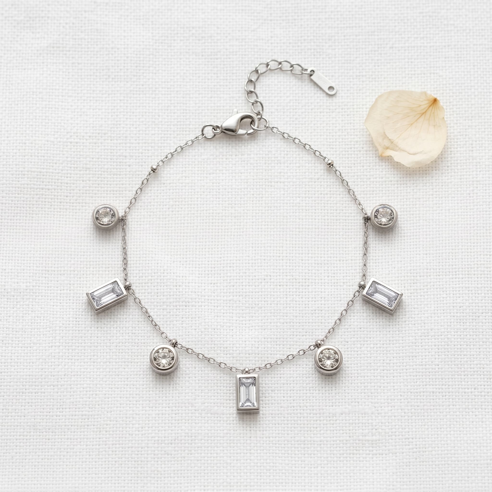silver crystal charm bracelet