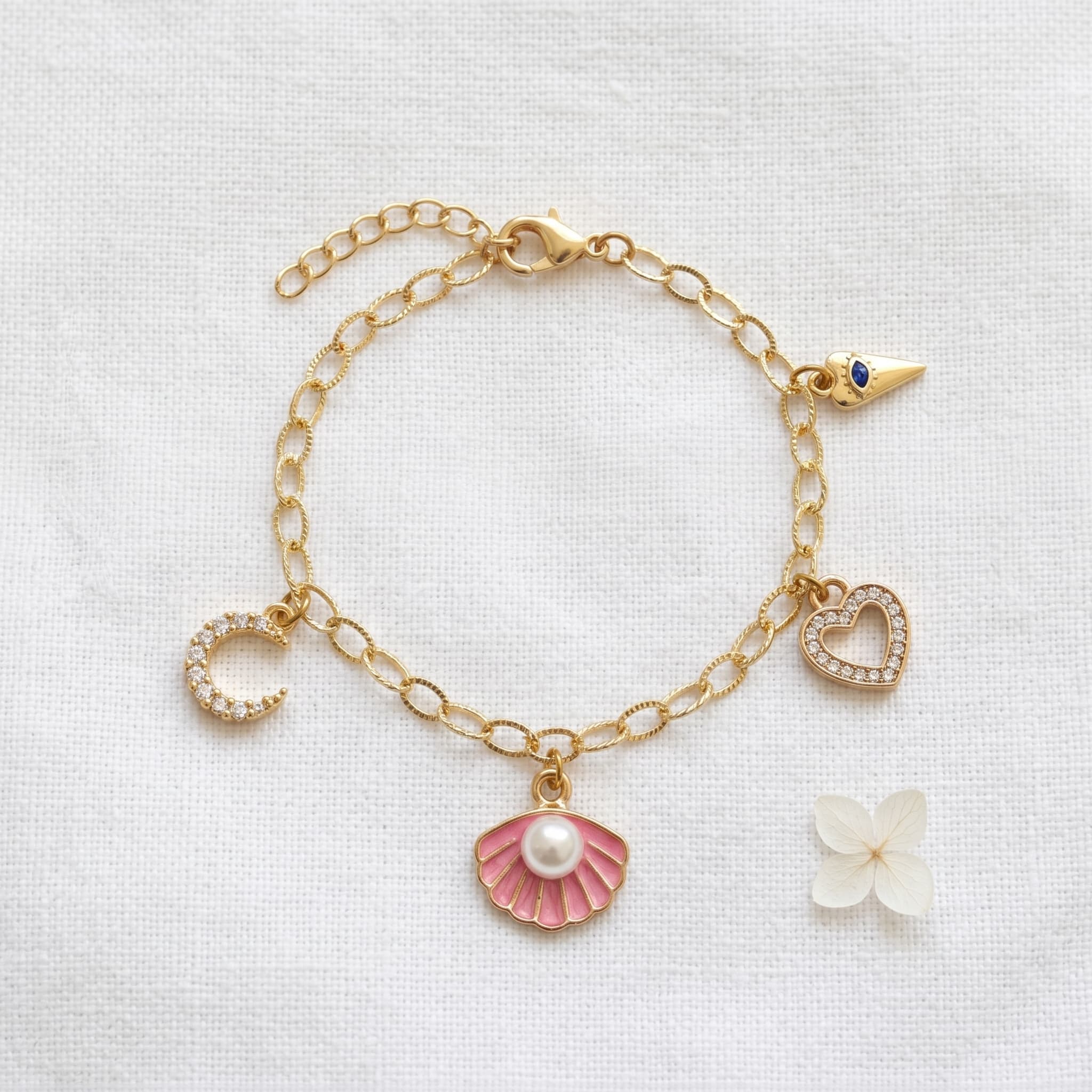 cute charm bracelet with seashells