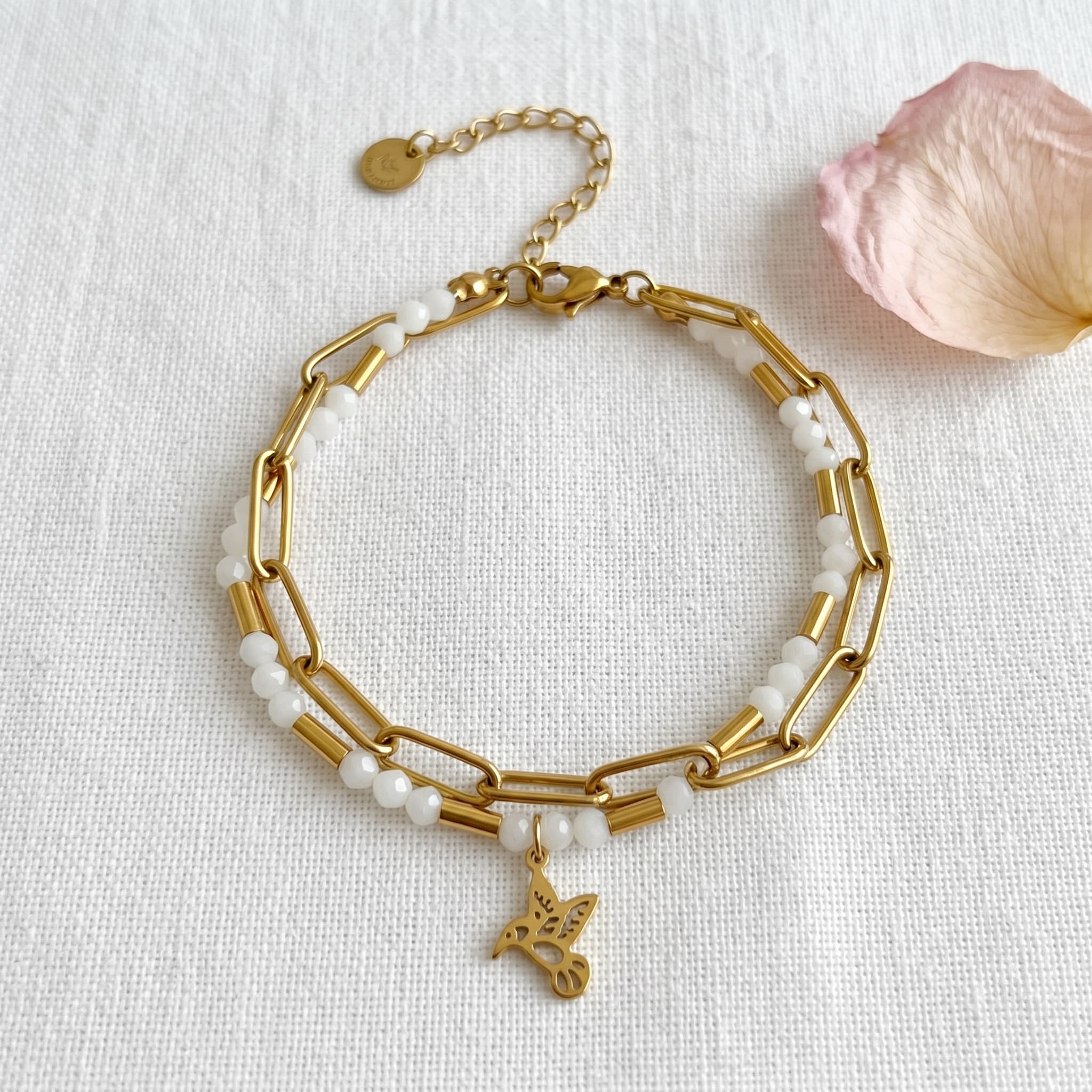 hummingbird beaded chain bracelet